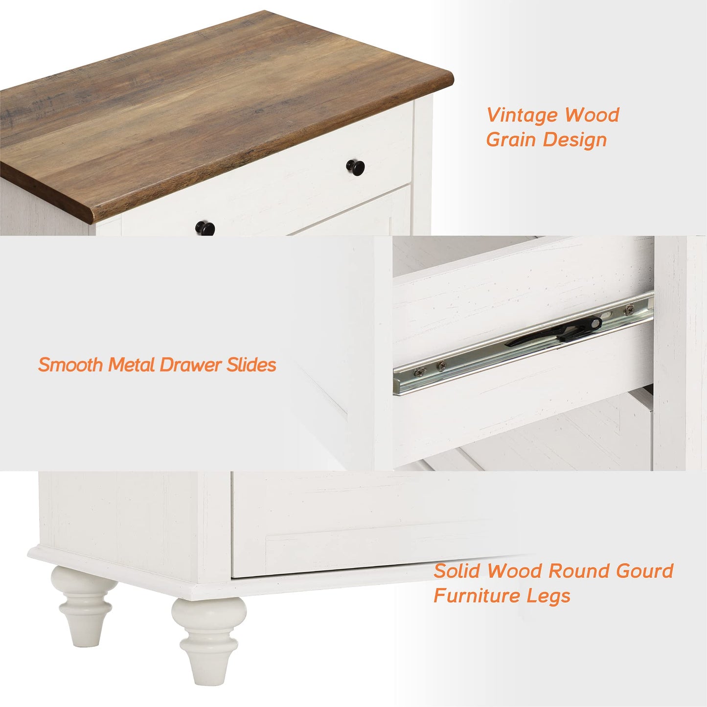 WAMPAT Dresser for Bedroom with 6 Drawers, White Dressers with Wide Chest of Drawers, Mid Century Modern Wooden Closet Storage Organizer, Large Kids Dressers for Living Room, Nursery, Hallway