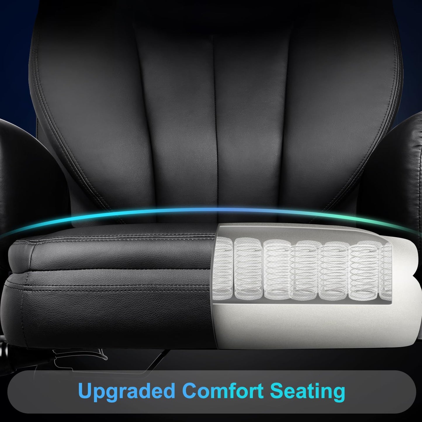 500 lbs Big and Tall Office Chair for Heavy People, Heavy Duty Ergonomic Executive Chair with Adjustable Lumbar Support and Wide Seat