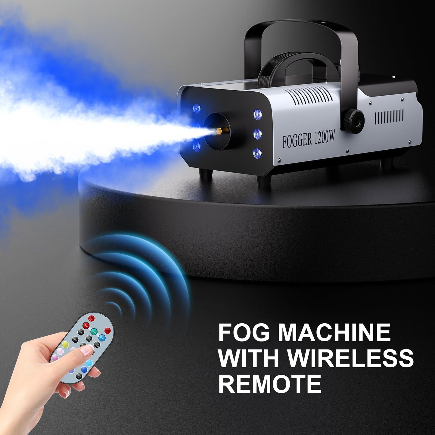 1200W Fog Machine with RGB 6LEDs Lighting Smoke Haze Generator Stage Effect Equipment for Play Theater Professional Stage Home Entertainment Halloween Party DJ Nightclub Wedding