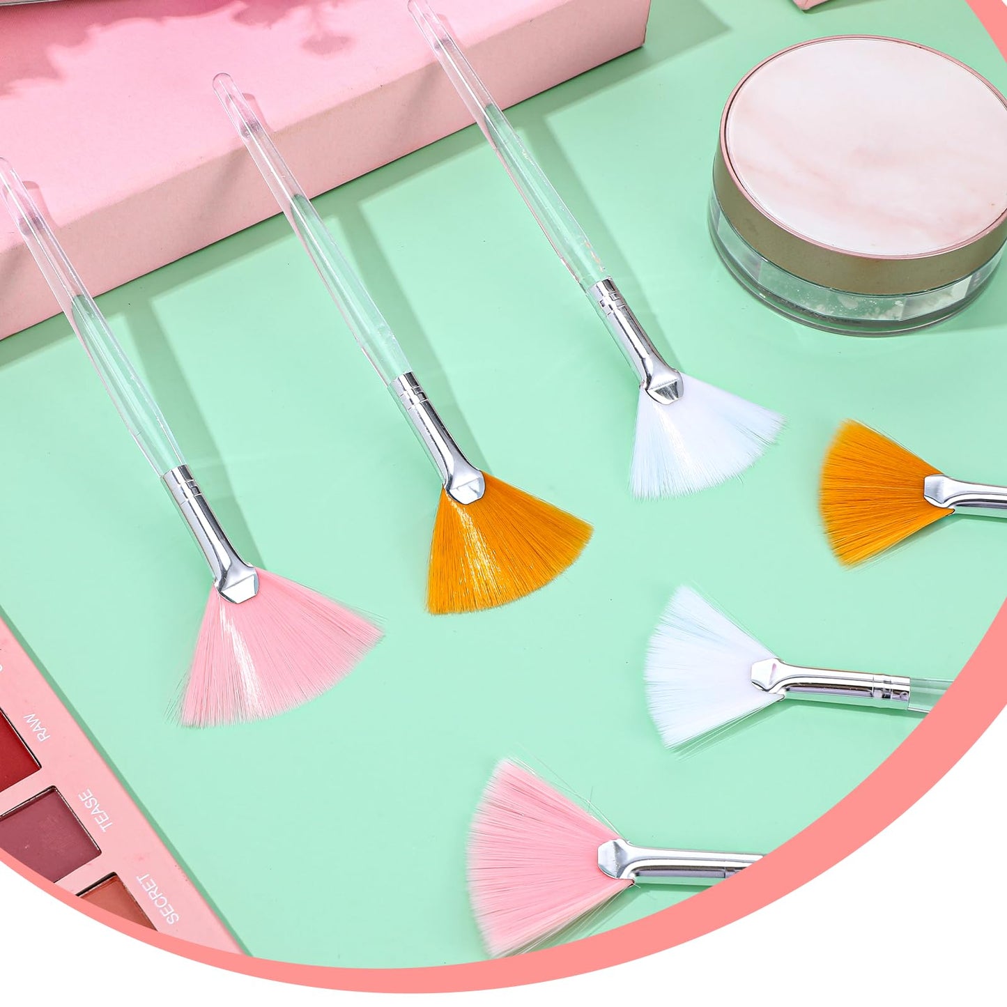 6PCS Fan Mask Brushes, Fan Brushes Esthetician, Chemical Peel Brushs, Facial Applicator Brush, Soft Makeup Brushs, Esthetician Cosmetic Brush for Mud Cream Makeup Peel