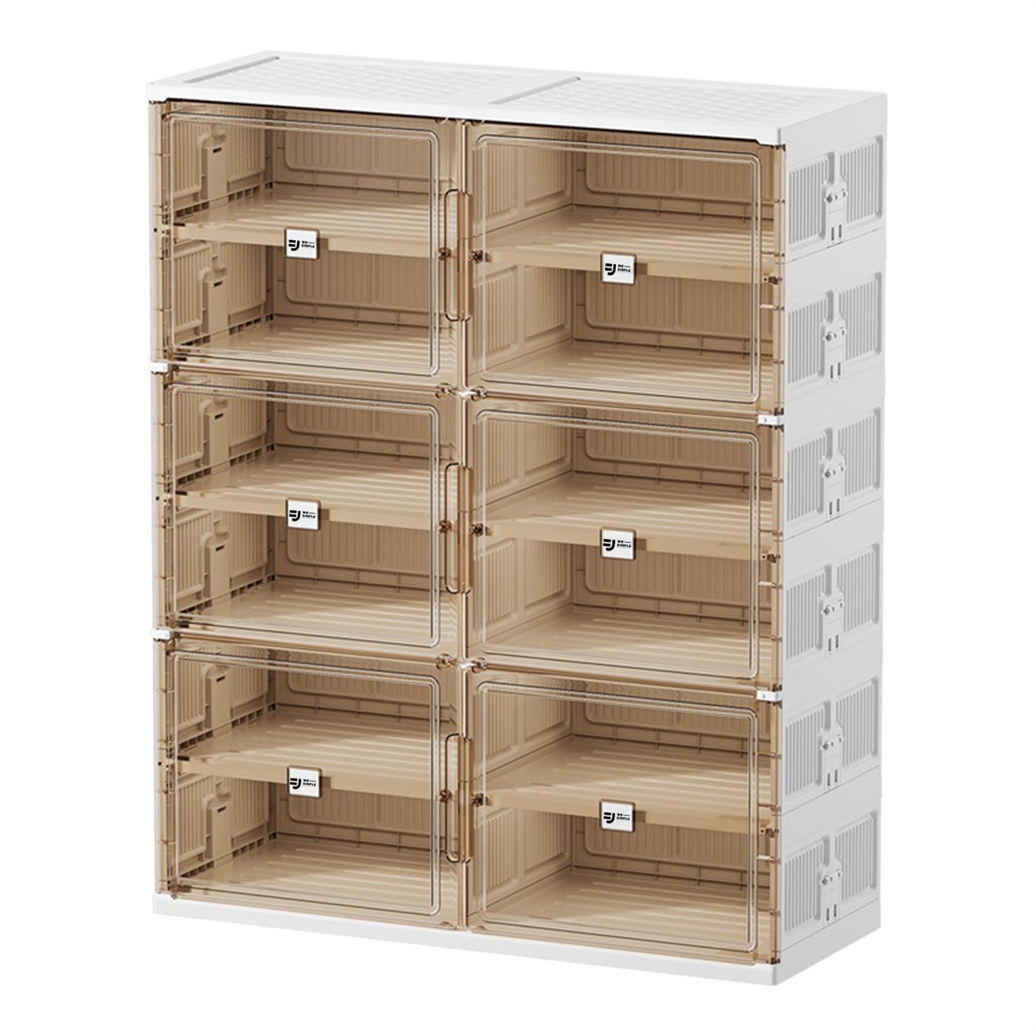 wesimple 24 Pairs Shoes Storage Cabinet of 3-Step Fast Installation,Plastic Shoe Box with Clear Magnetic Door for Display, Shoe Organizer for Sneaker, Sandals, Heels (2 Row, 6 Tier)