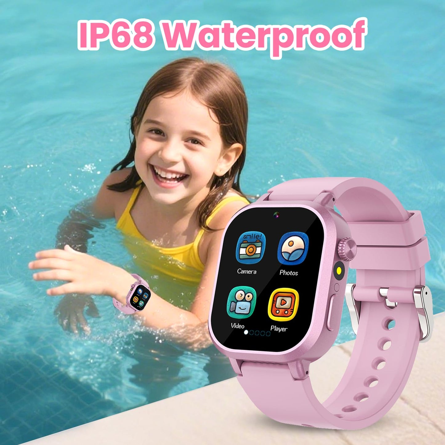 Waterproof Smart Watch for Kids Girls Ages 5-12 with 36 Games, HD Camera, Video, Music, Habit Tracking, Alarm, Pedometer, Kids Smart Watch Chrismars Birthday Gift for Girls Age 5 6 7 8(Pink)