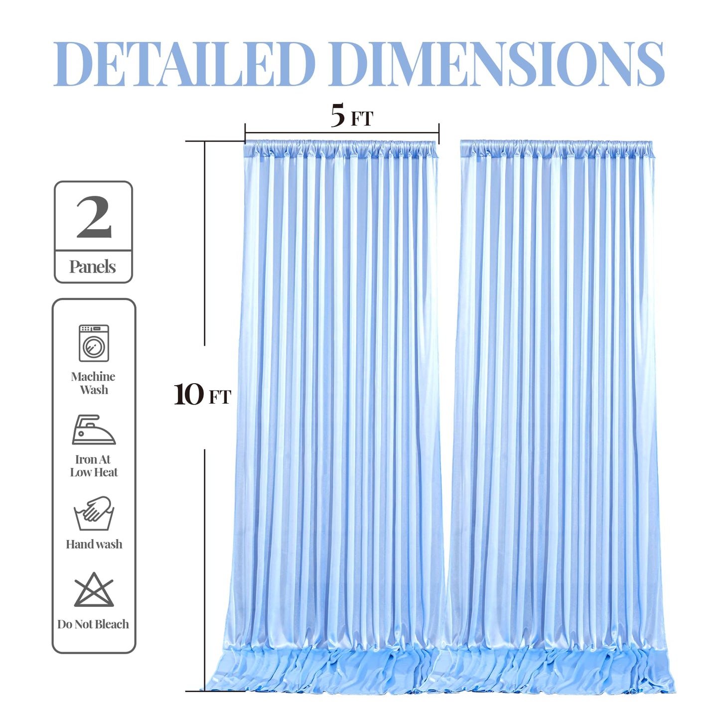 10x10 ft Blue Glitter Backdrop Curtain for Parties, Wrinkle Free Glitter Photo Backdrop Drapes 2 Panels 5x10FT Shimmer Back Drop Cloth for Baby Sower Wedding Birthday Photography Background Decor