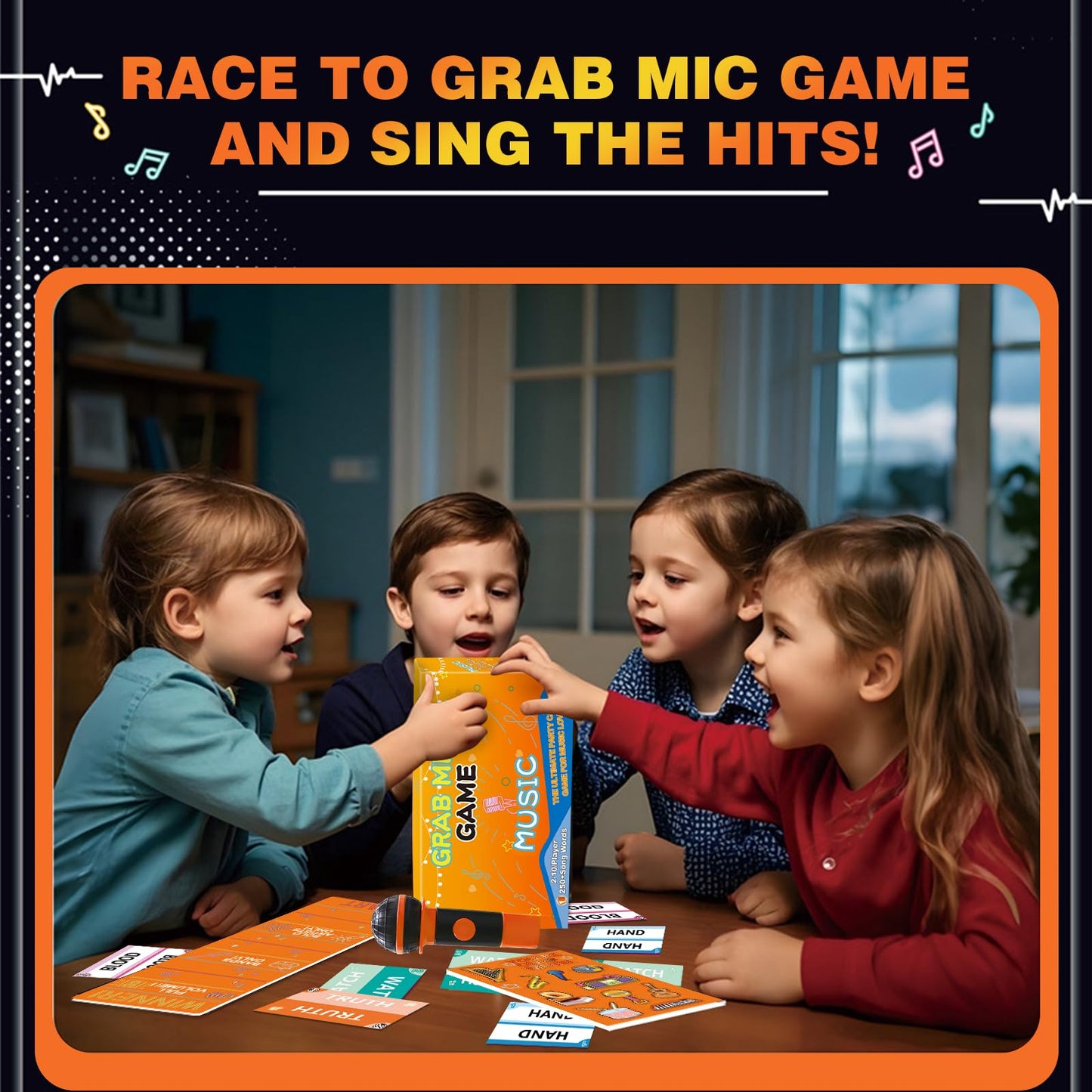 2025 New Family Karaoke Party Game, Fun The Microphone Board Games, 2-10 Players - 250 Music Lyrics, Great for Kids, Adult & Music Lovers, Game Nights, Birthday Gift