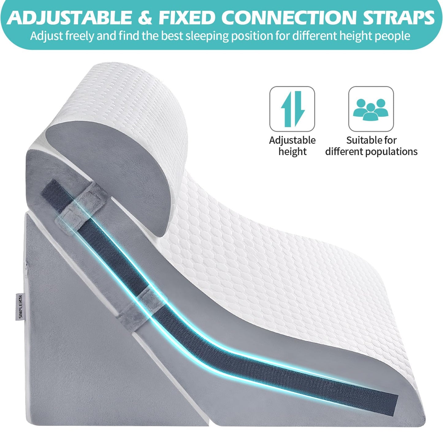 Wedge Pillow for Sleeping, Orthopedic Bed Wedge Pillow Set, 15-in-1 3PCS Adjustable Memory Foam Wedge Pillow Post Surgery, 9 &16 & 20 inches Height 3-in-1 Incline Wedges Pillows