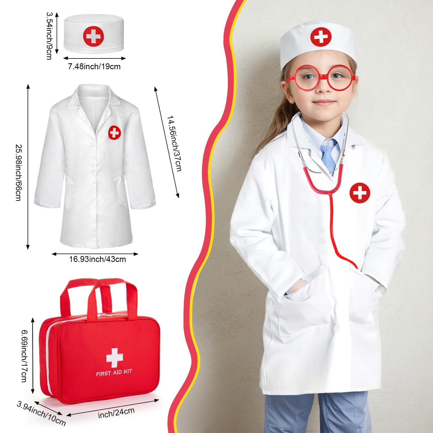 XZZO Doctor Kit for Kids, 36 Pcs Pretend Kids Doctor Playset kit for Toddlers 3-5 with Medical Bag & Real Stethoscope ,toddler doctor play set for Boys and Girls Fun Role Playing Game Doctor Play Gift
