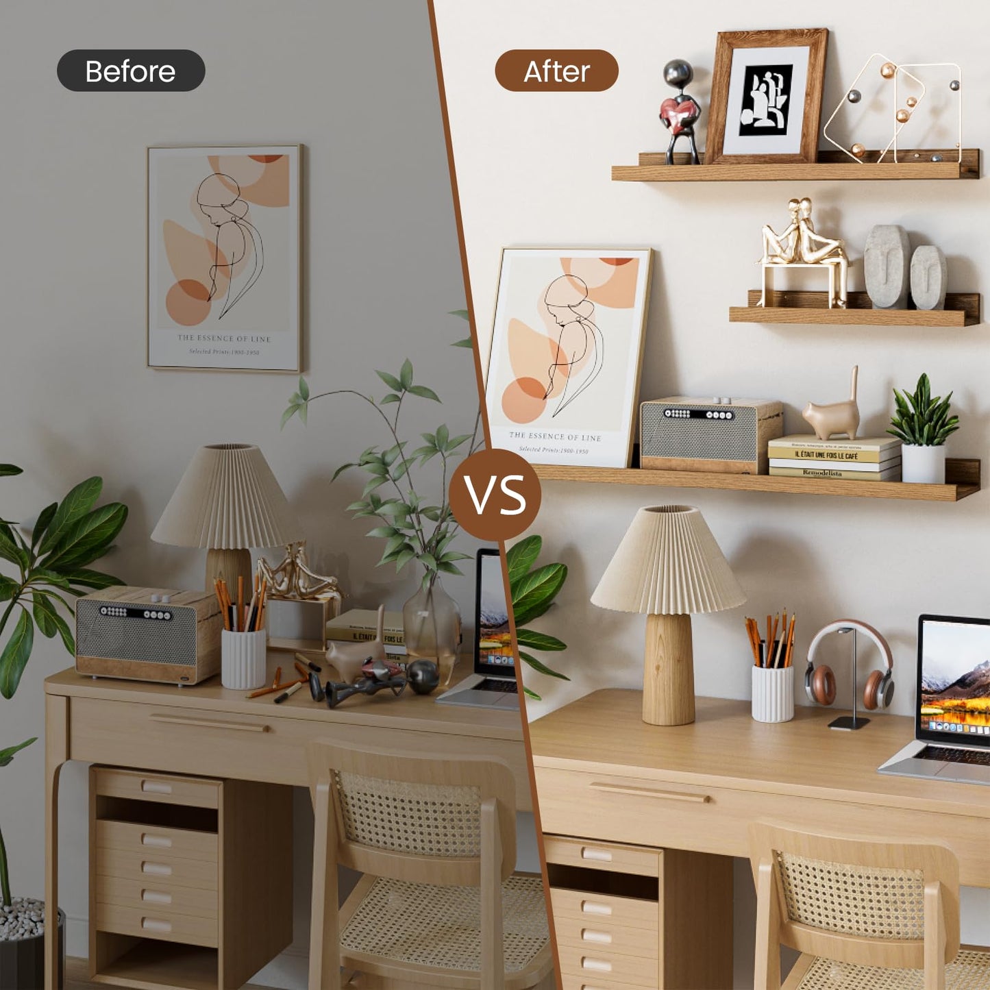 24 inch Picture Ledge Shelf Set