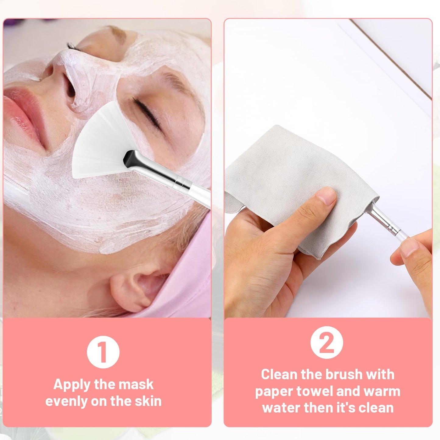 6PCS Fan Mask Brushes, Fan Brushes Esthetician, Chemical Peel Brushs, Facial Applicator Brush, Soft Makeup Brushs, Esthetician Cosmetic Brush for Mud Cream Makeup Peel