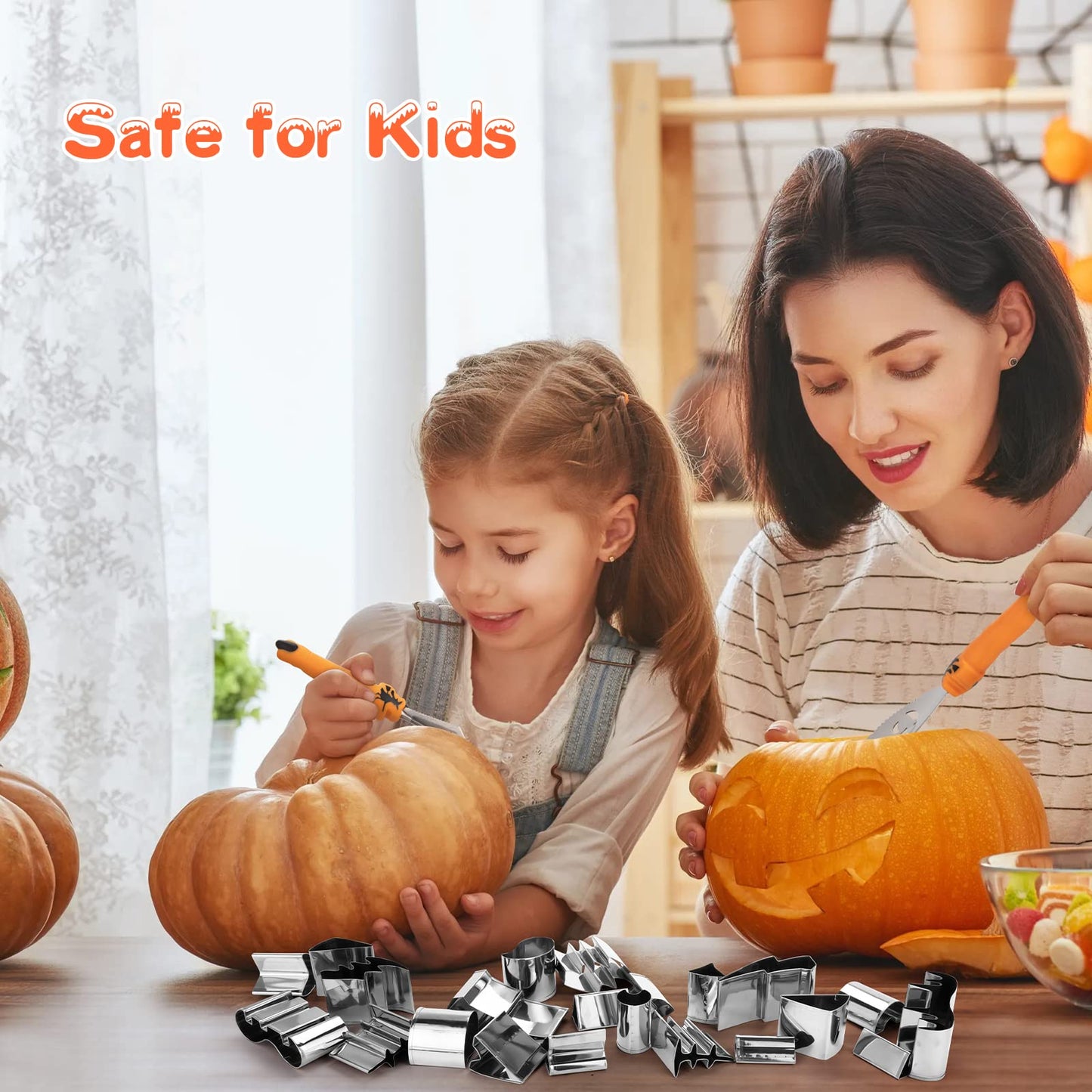 WANNTS Pumpkin Carving Kit - Safe & Easy DIY Stainless Steel Tools for Kids, 24 Pieces