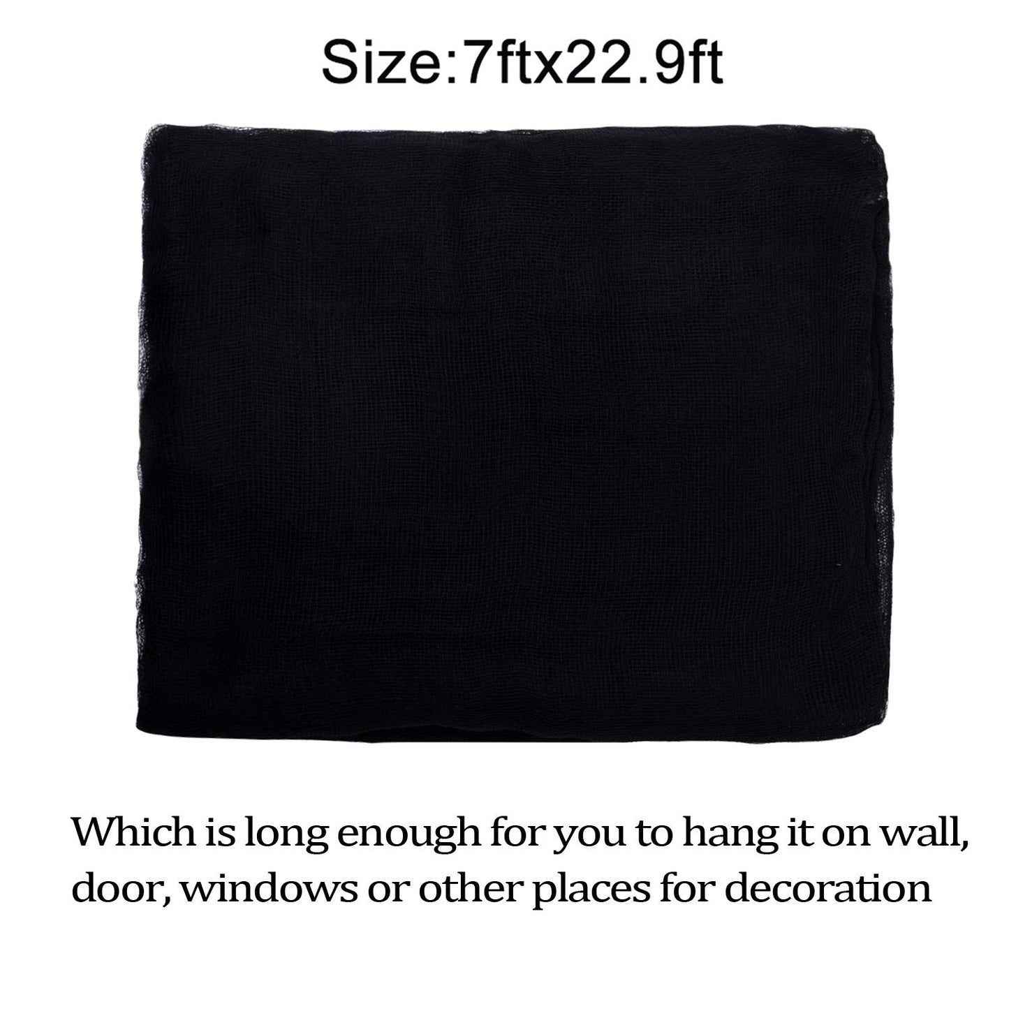 Whaline Halloween Black Creepy Cloth 276 x 87 inch Spooky Halloween Decoration Black Spooky Fabric Cloth Windows Doorways Scary Gauze for Haunted Houses Yard Wall Indoor Outdoor Party Decor Supplies