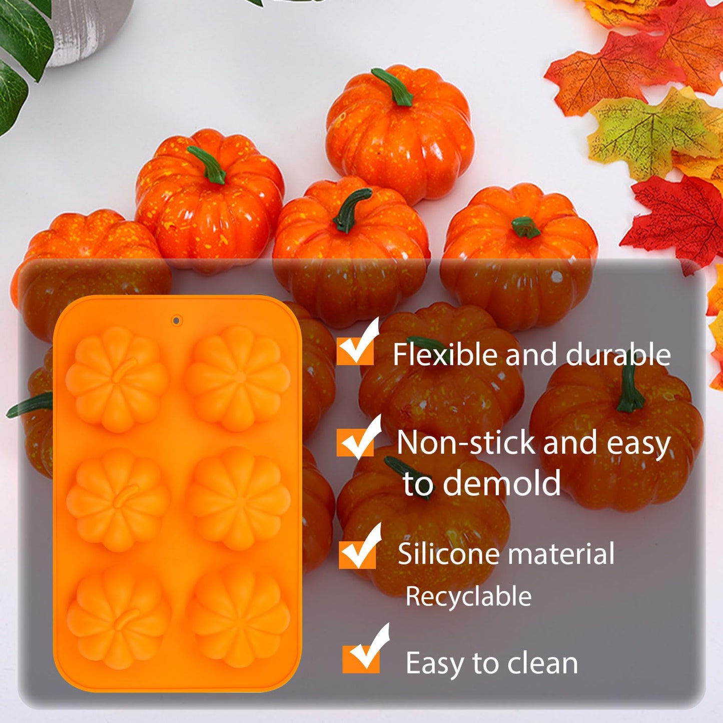 3 Pack Halloween Chocolate Mold, 3D Autumn Harvest Theme Pumpkin Silicone Mould Thanksgiving Cake Pan Fall Soap Molds for Muffin Pudding Mousse Candy Cupcake Jelly Baking Home Decor