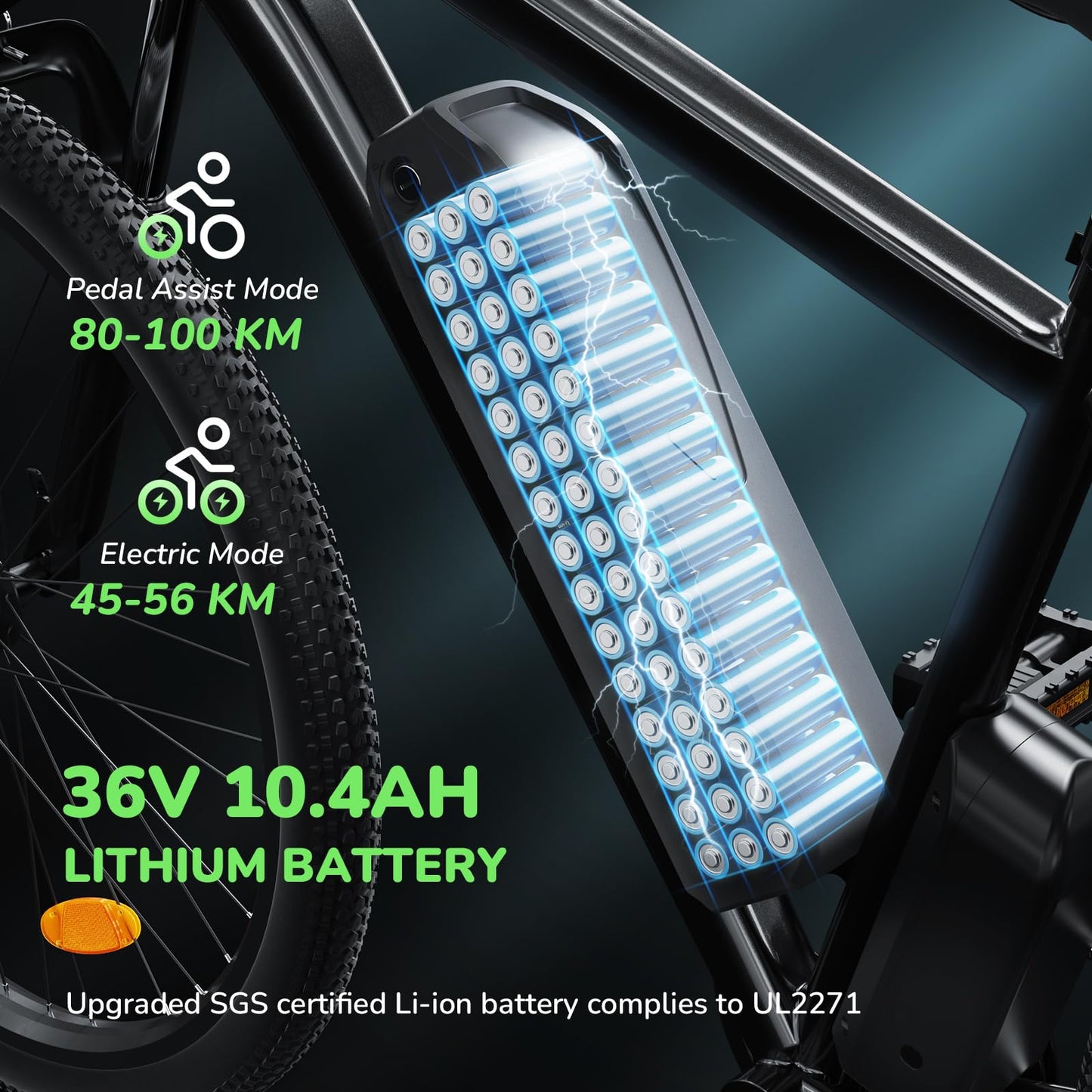 35-Speed Electric Bike for Adults 750W 26" Tire Commuting Electric Mountain Bike 20MPH Range 55+ Miles 374.4Wh Removable Battery Front Fork Suspension Lightweight Electric Bicycle,Black with Fenders