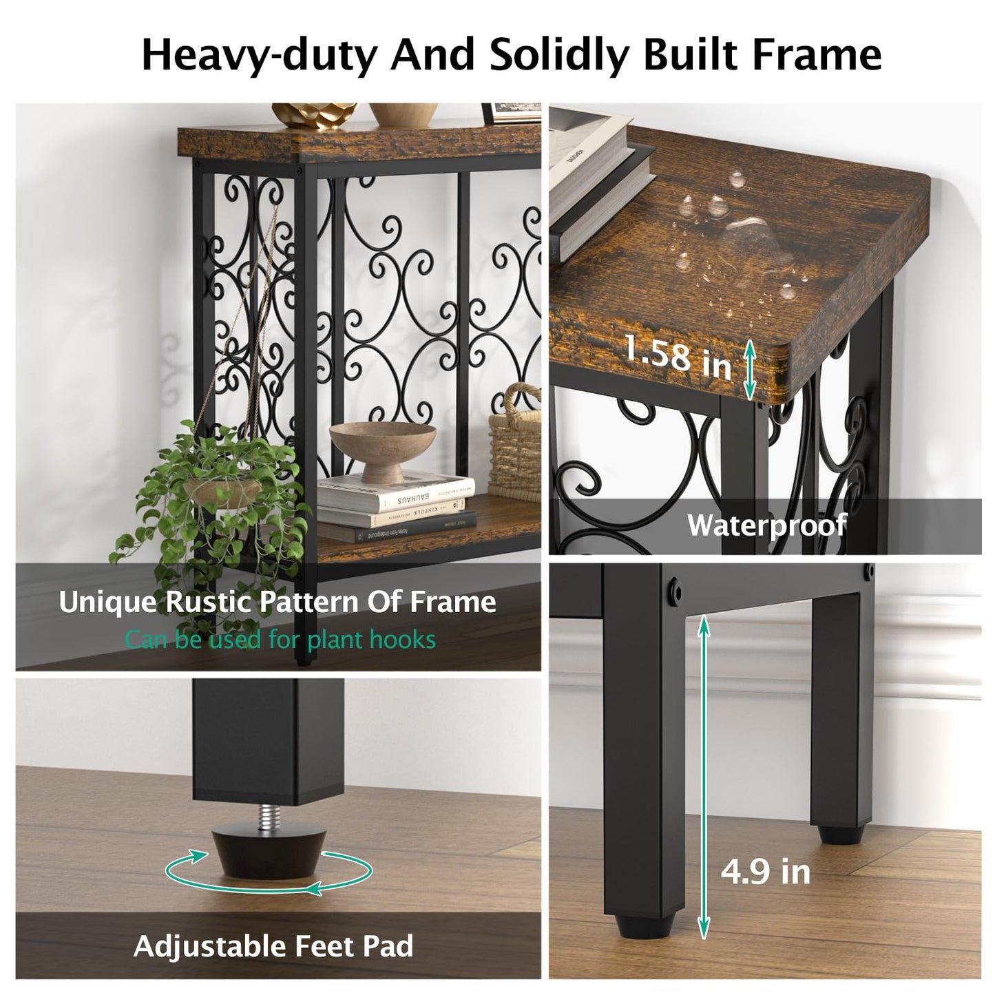 XCSOURCE Console Table, 70.9" Entryway Table with Storage Shelf, Extra Long Sofa Table Behind Couch, 2-Tier Hallway Accent Tables for Living Room, Entrance, Foyer, Rustic Brown