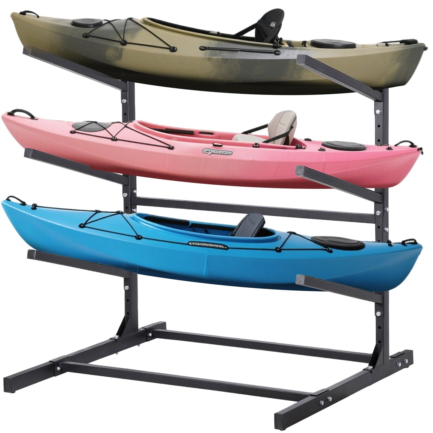 Oxphanor Kayak Storage Rack 3 Levels, Adjustable Freestanding Kayak SUP Stand, Weatherproof and Heavy Duty, Surfboard Stand Rack, Hold up Kayaks, SUPs, Paddleboards, Canoes
