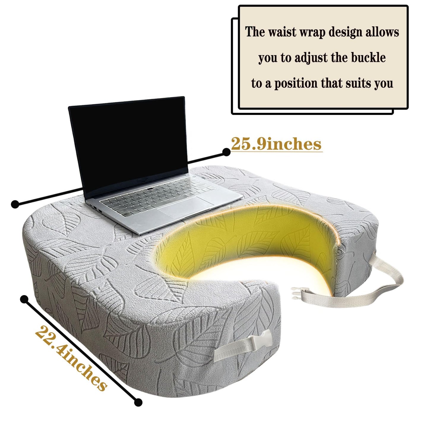 XYRONICA Lap Desk Pillow for Laptop Reading Pillow for Gaming Arm Rest Pillow for Adult Extra Large Lap Desk for Working, Gaming and Reading (Light Gray)