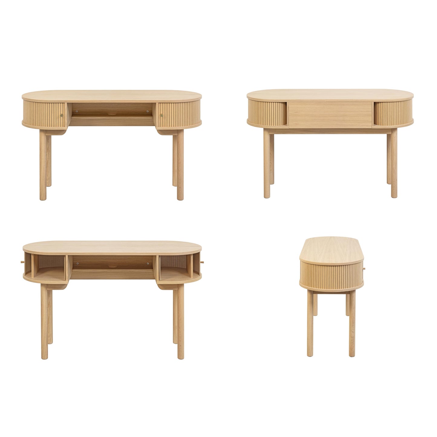 WERMO 51'' Small Wood Writing Desk and Makeup Vanity Desk with Storage and Sliding Doors - Narrow Computer and Work Table for Home Office, Modern Vanity, Oak Dressing Table for Bedroom (Oak)