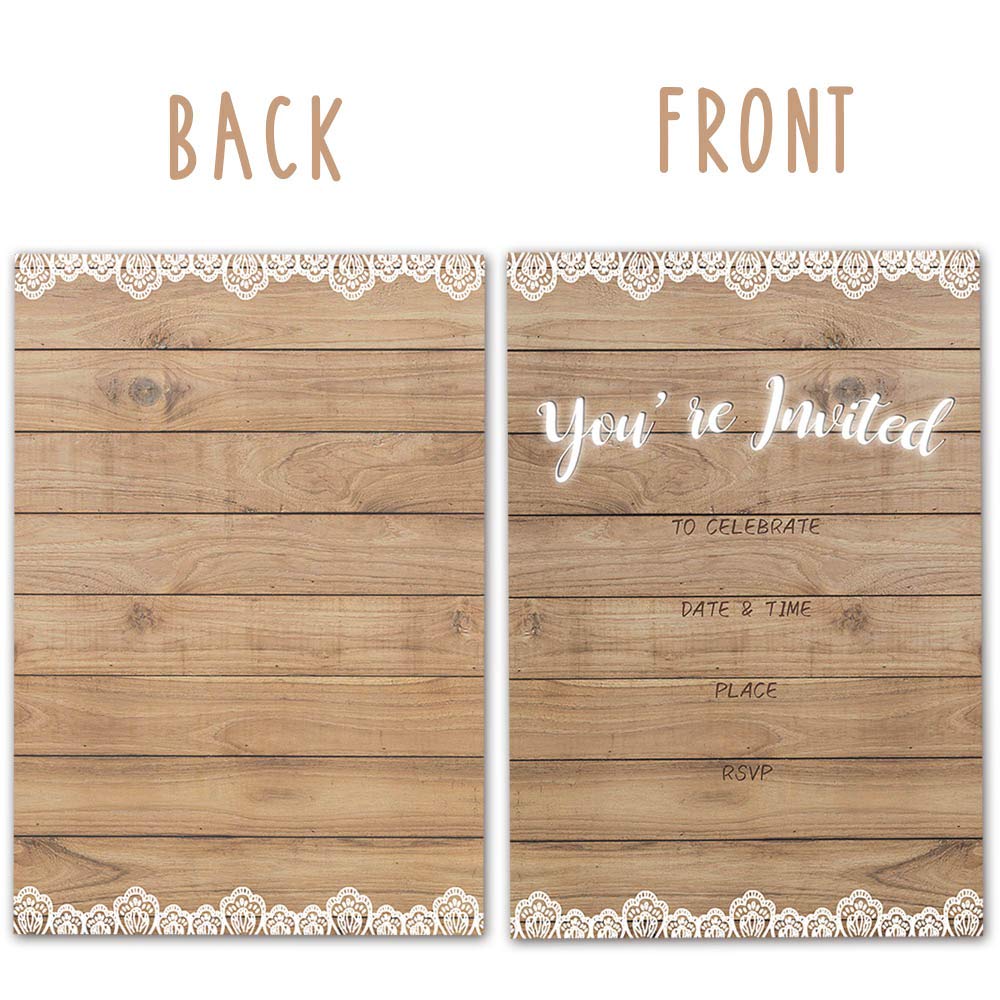 Wedding Invitations with Envelopes – Farmhouse Rustic Invitation for Wedding Couple,Bridal Shower, Engagement – 30 Cards With Envelopes