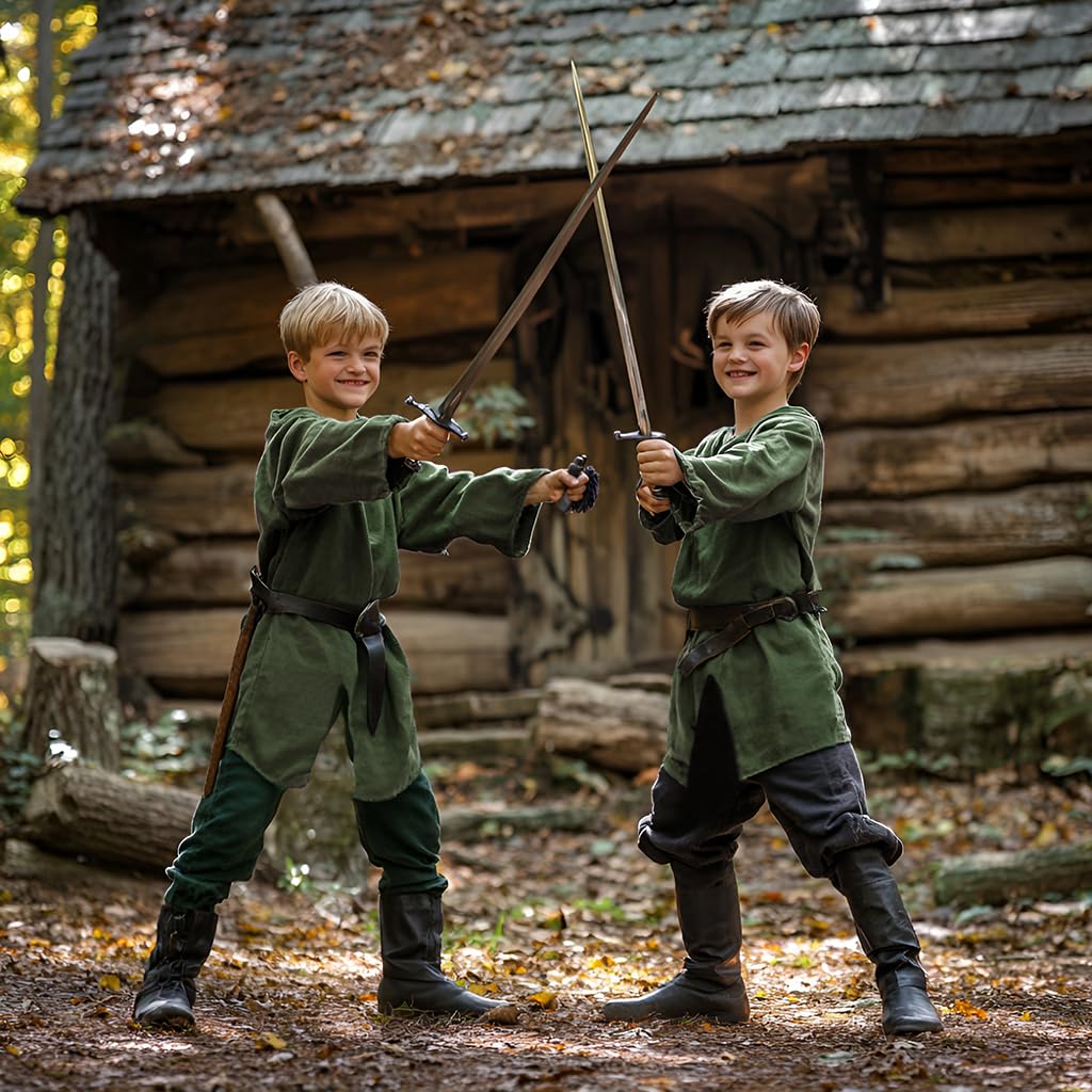 VZQI Kids Medieval Pirate Costume Tunic Renaissance Knight Warrior Viking LARP Halloween Green Boys Tops S