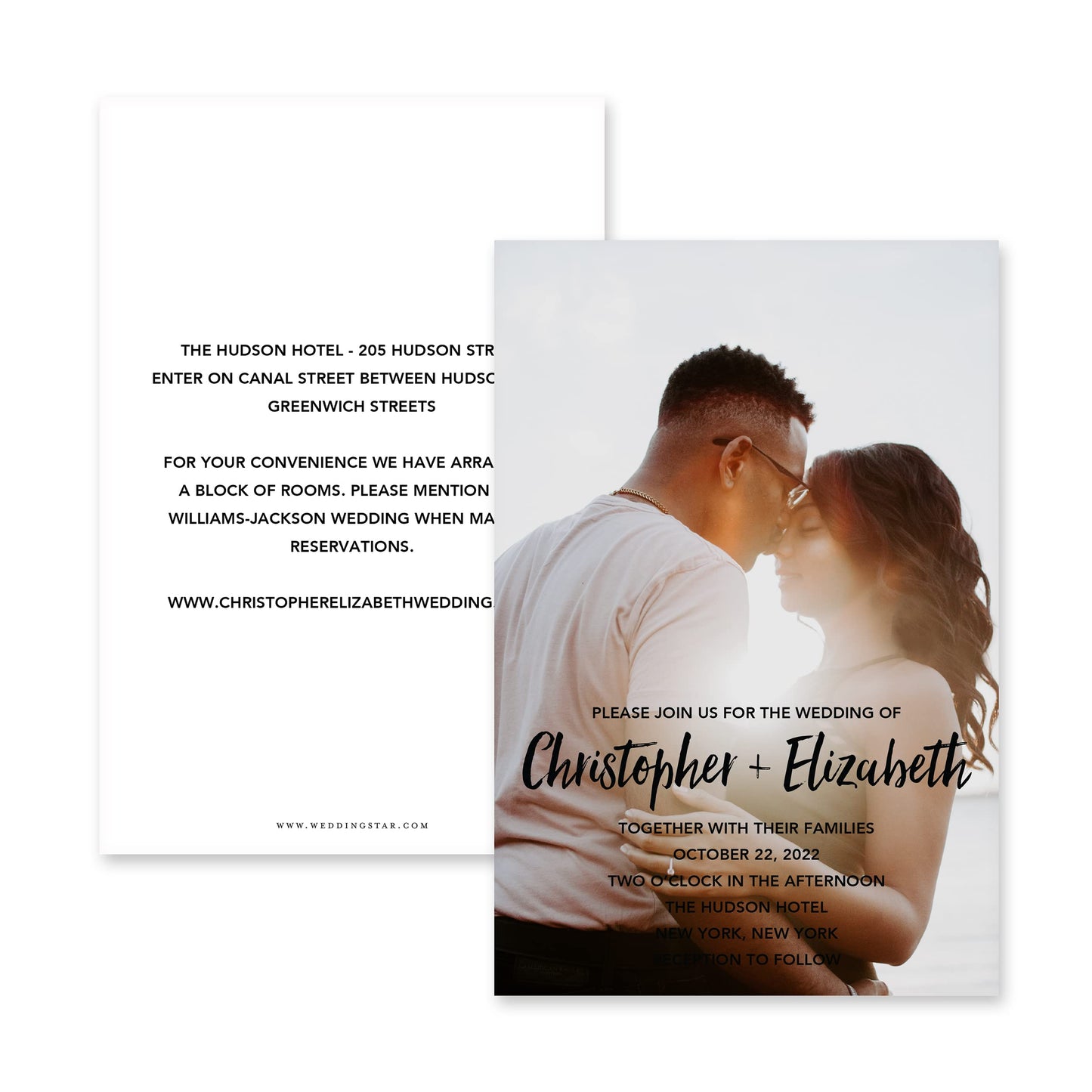 WEDDINGSTAR Custom Printed Photo Wedding Invitations - Handwritten Elegance - Vertical (Pack of 1)