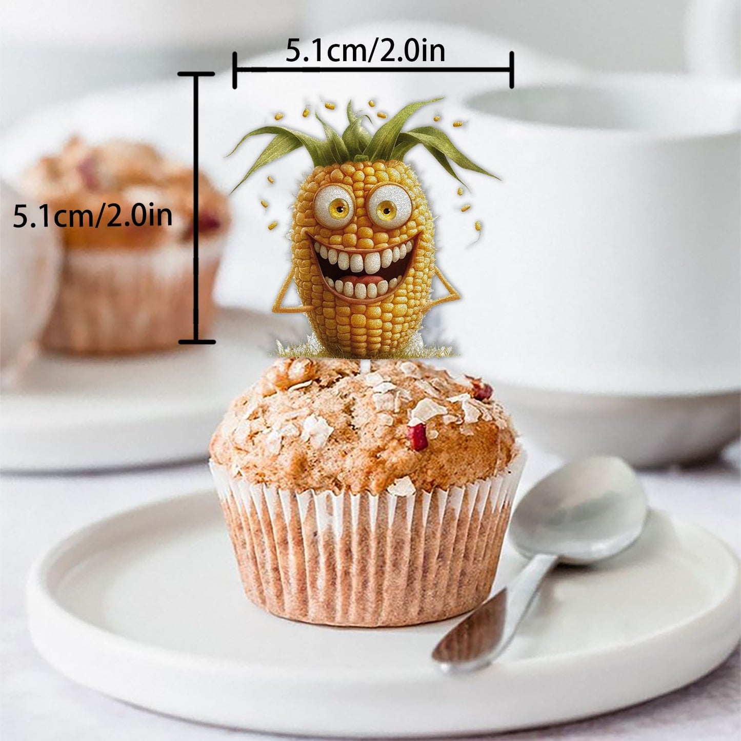 18pcs Yellow Glitter Dessert Cupcake Topper Funny Vegetable Corn Theme Decor Supplies Baby Shower Boys Girls Happy Birthday Party Decorations
