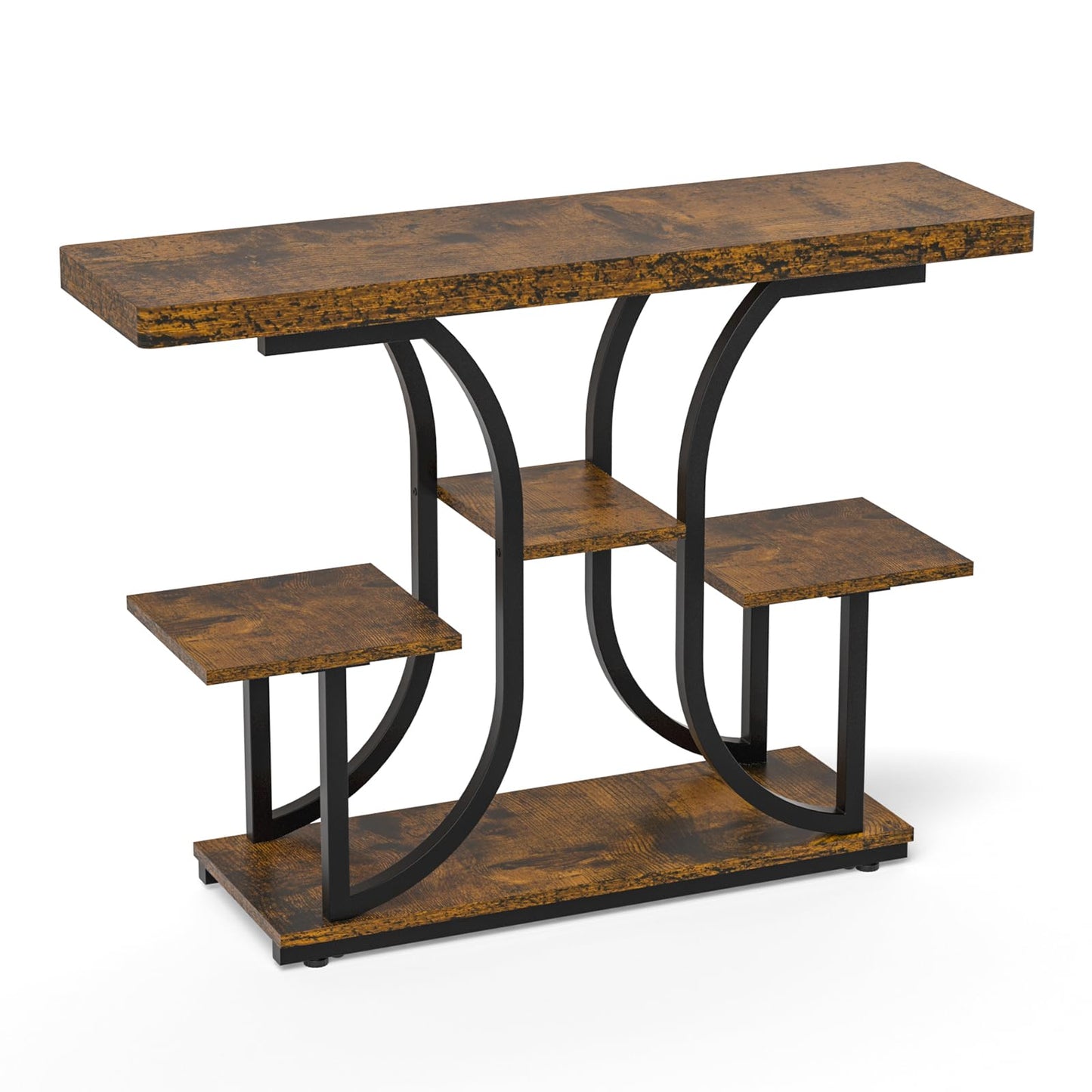 XCSOURCE Console Table, 42.5" Entryway Table with Storage Shelf, 5-Tier Sofa Table Behind Couch, Hallway Accent Tables for Living Room, Entrance, Foyer, Rustic Brown