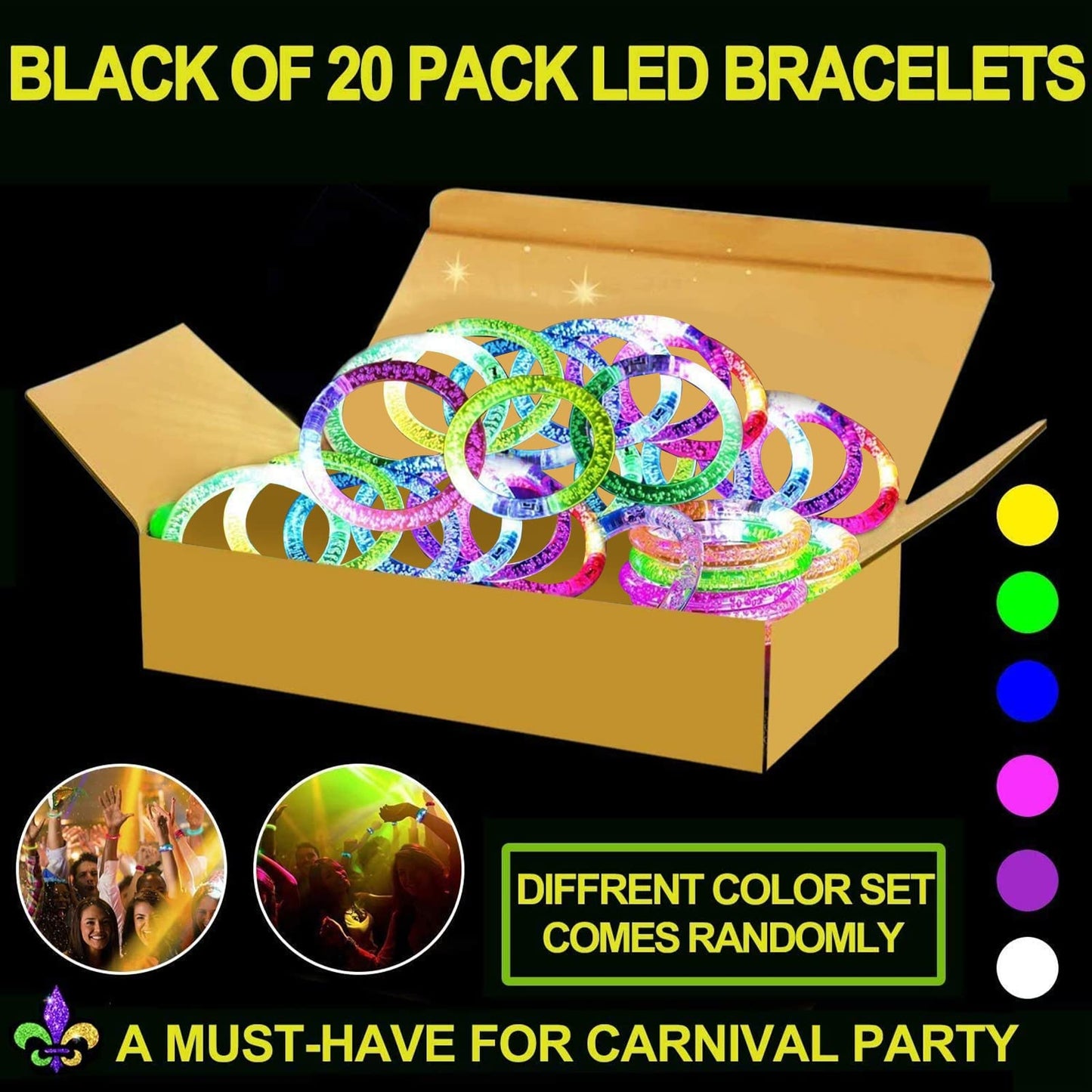 20 Pack LED Light Up Bracelets Glow in The Dark Party Supplies,Colorful Flashing Bracelet Light Up Toys Birthday Gifts Goodie Bags Fillers Pool Party Favors Toys Classroom Back to School Halloween