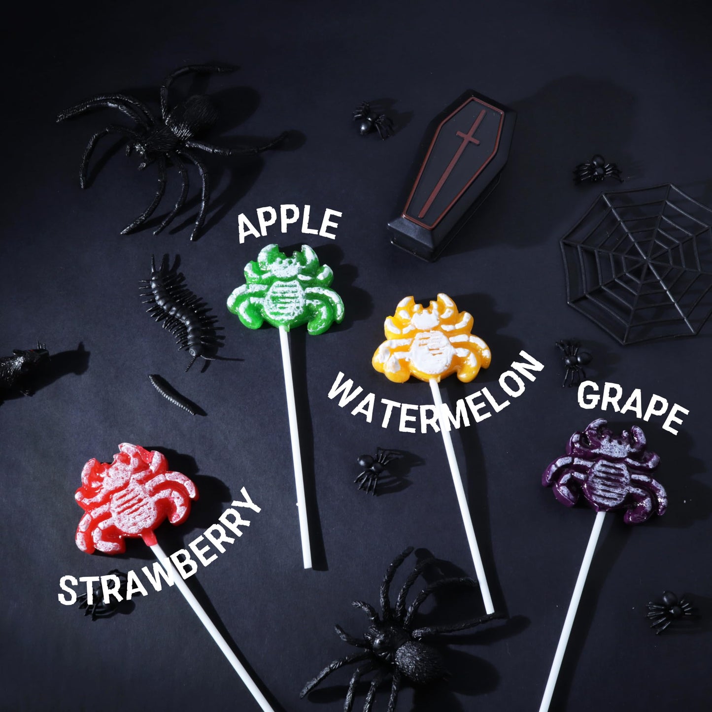 2025 Halloween Candy Party Favors, Individually Wrapped Spider Tattoo Lollipops, Trick or Treat Candies, 24 Count