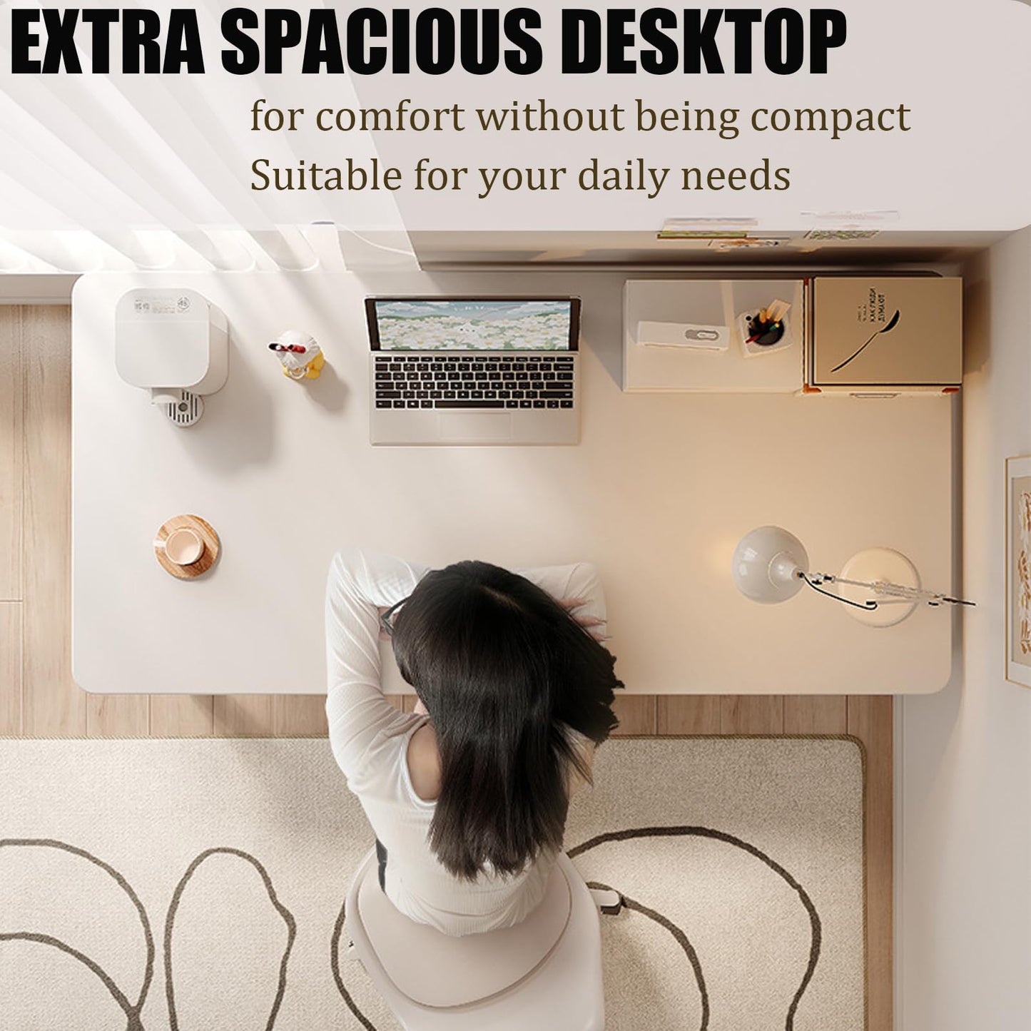 XUEGW Computer Desk Modern Simple Style Desk for Home Office, 39.3 inch White Small Writing Table Study Corner Work Desk for Bedroom