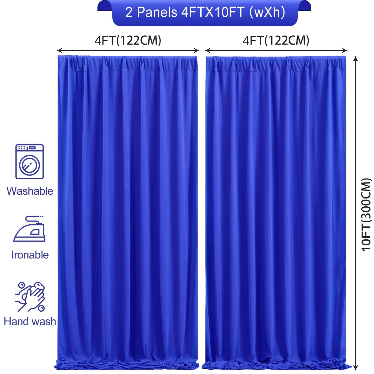 8 x 10ft Royal Blue Backdrop Curtains for Graduation Photo Backdrop Drapes Wrinkle Free Polyester Curtain Panels Soft Fabric Back Drop for Wedding Birthday Party Anniversary Event Retirement, 2 Panels