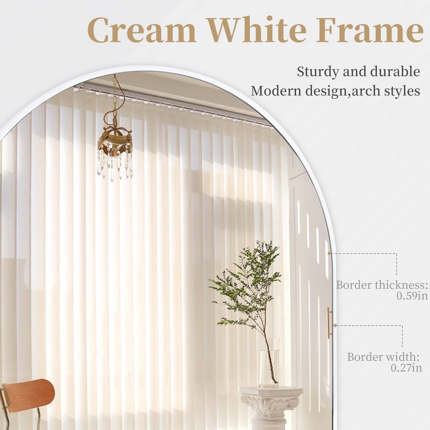 White Arched Wall Mirror 24 x 36 Inch, Modern White Wood Framed Arch Bathroom Mirror with Tempered Glass for Bathroom, Bedroom or Entryway