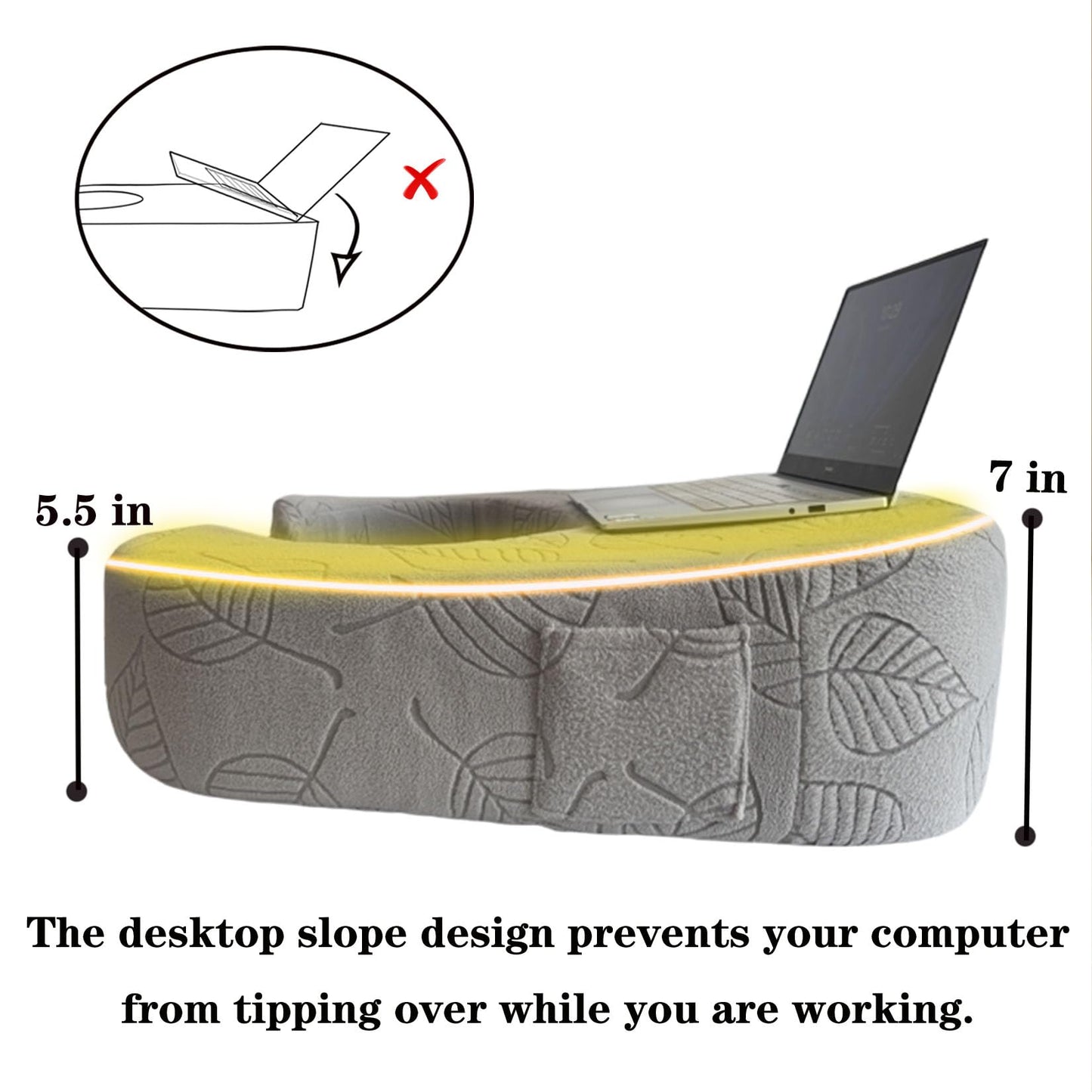 XYRONICA Lap Desk Pillow for Laptop Reading Pillow for Gaming Arm Rest Pillow for Adult Extra Large Lap Desk for Working, Gaming and Reading (Light Gray)