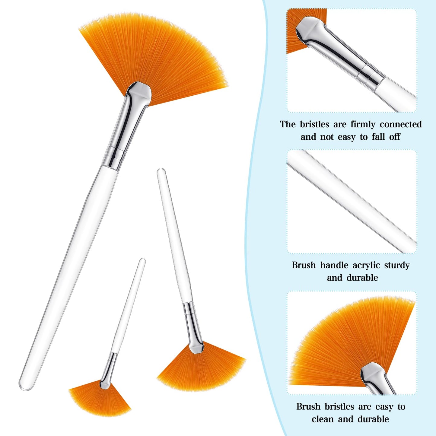 4 Pcs Facial Brushes Fan Mask Brushes, Soft Facial Applicator Brushes Tools for Peel Glycolic Mask Makeup