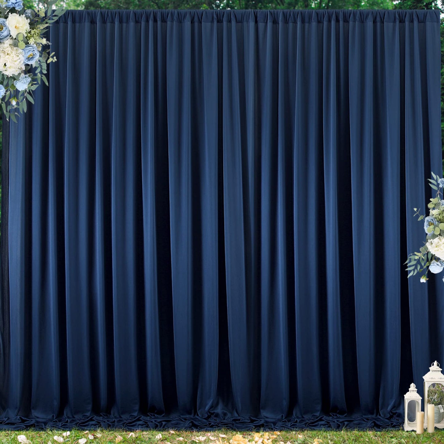 20 ft x 10 ft Wrinkle Free Navy Blue Backdrop Curtain for Parties,Polyester Photo Backdrop Drapes, Thick Background 4 Panels 5ft x 10ft for Baby Shower Wedding Birthday Party Backdrop Stand