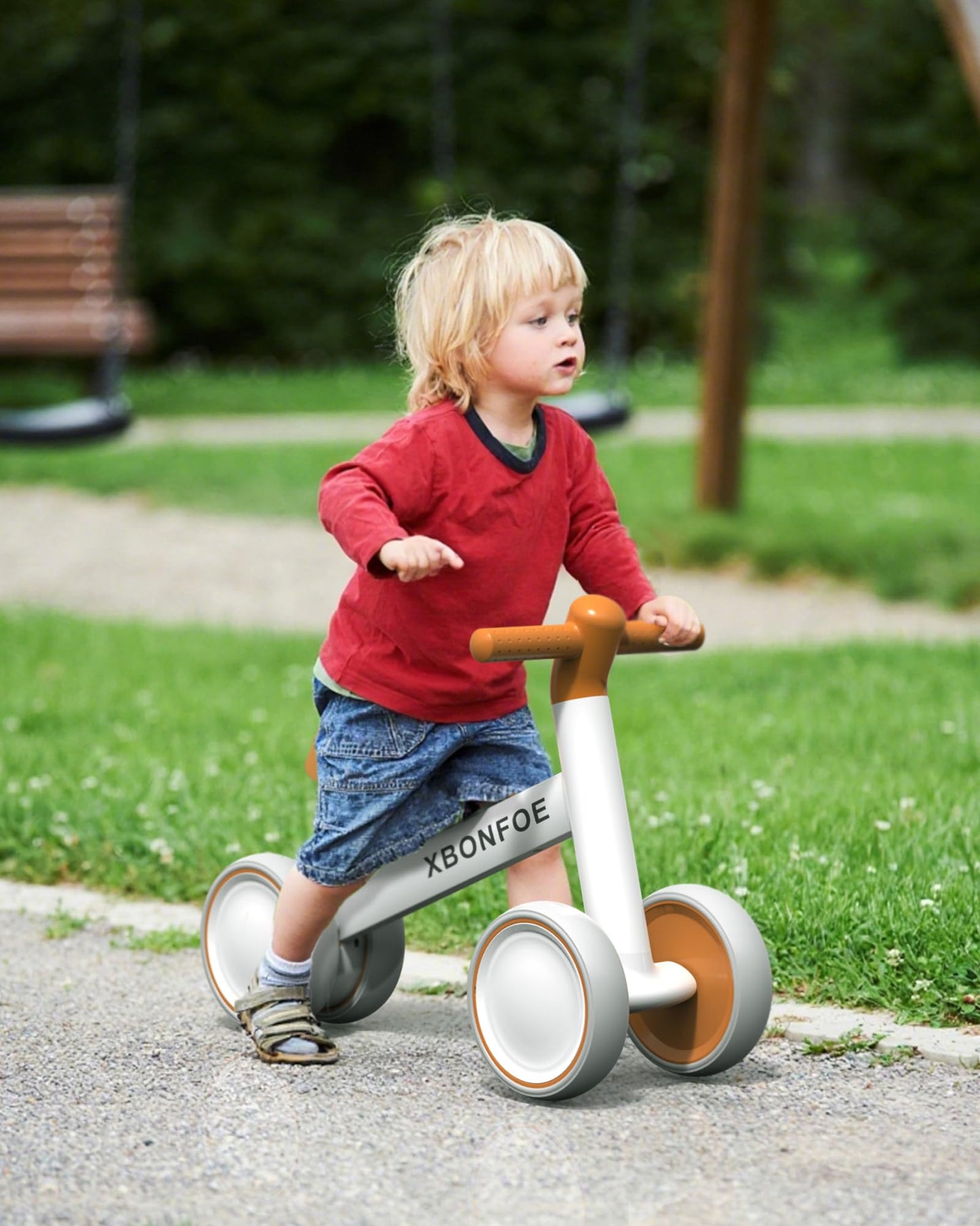 XBONFOE Baby Balance Bike for 1 Year Old Boys Girls, 10-24 Month Toddler Balance Bike, Baby Bike with No Pedal 4 Silence Wheels, First Ride on Toys with Adjustable Soft Seat, First Birthday Gifts