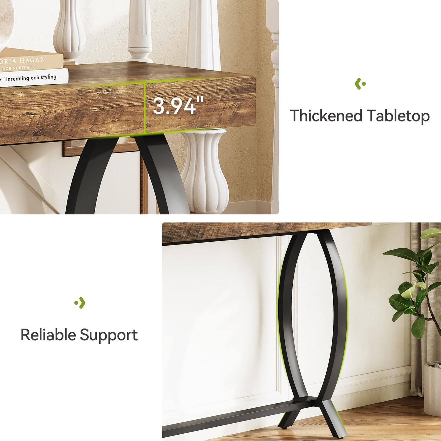 1Easylife 70.87 Inches Extra Long Console Tables for Entryway, Large Sofa Table Behind Couch, Rustic Brown Wooden Console Sofa Tables with Metal Fish-Shaped Legs for Living Room, Foyer Hallway Table