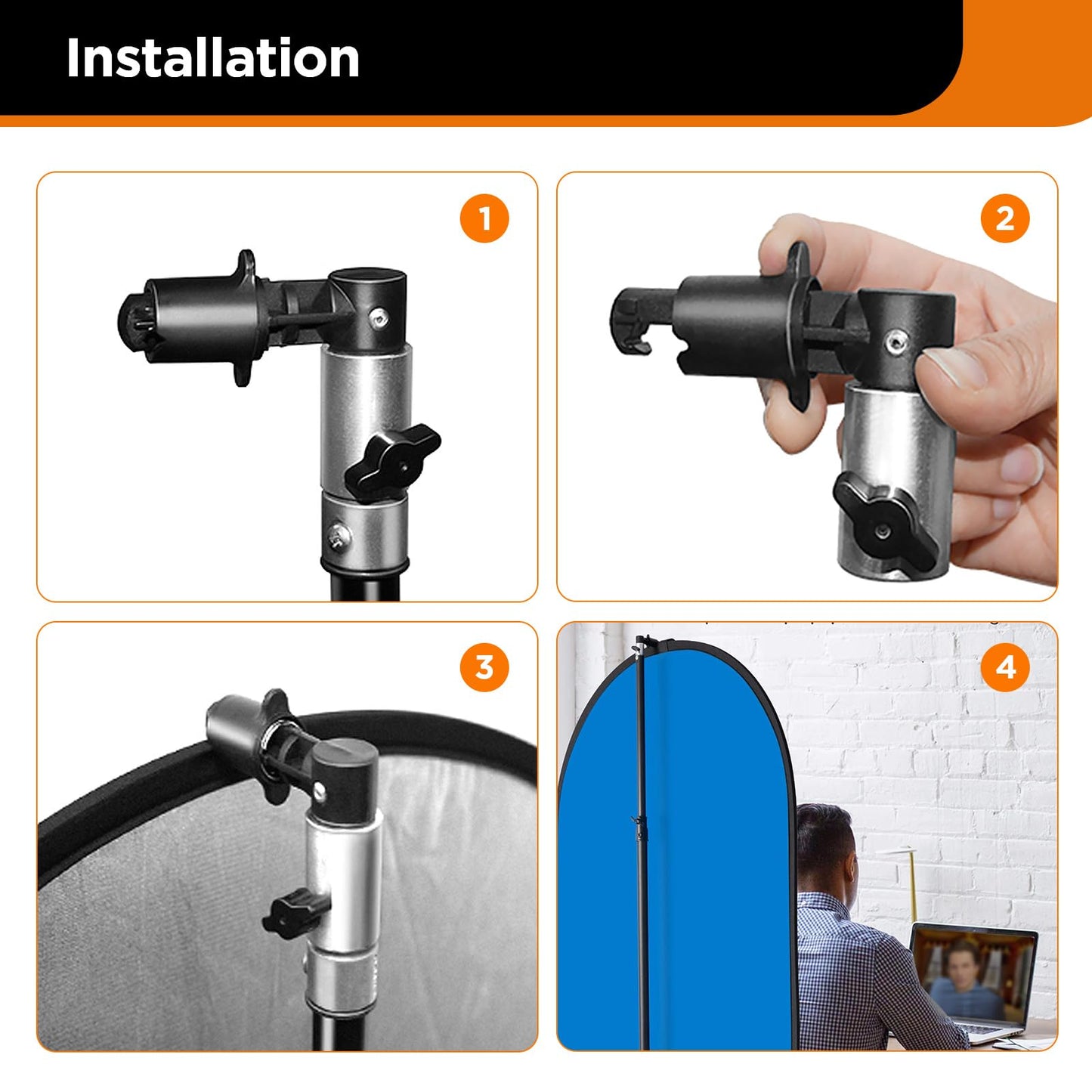 2 Pack Reflector Holder Clips,Backdrop Clamp,Photography Studio Reflector Disc Holder Clip Positioning Clamp Mount Adapter for Light Stand with 5/8" Stud