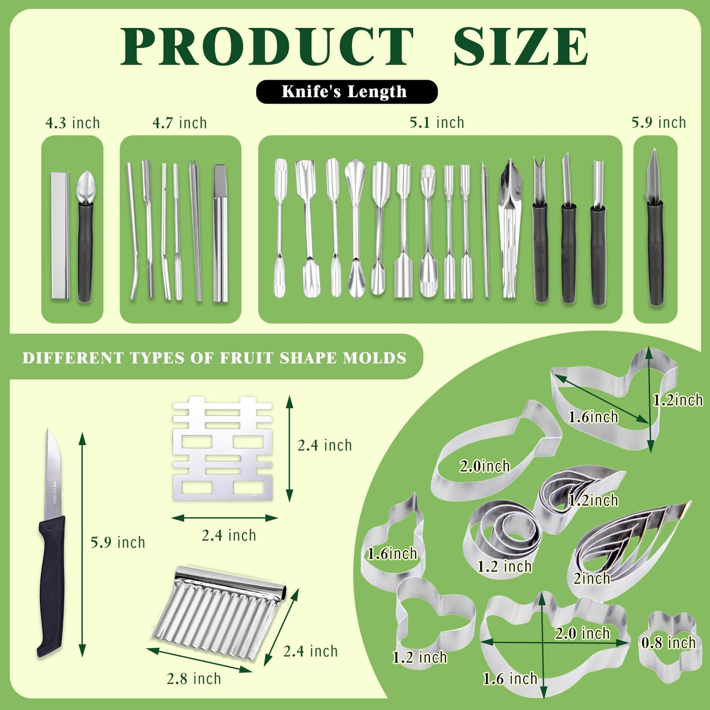 46-Piece Stainless Steel Fruit Carving Tools Set - Professional Watermelon Carving Knife Kit with Ergonomic Handles & Portable Case, Durable Fruit Cutting Tools for Culinary Arts, Sculpting, Peeling