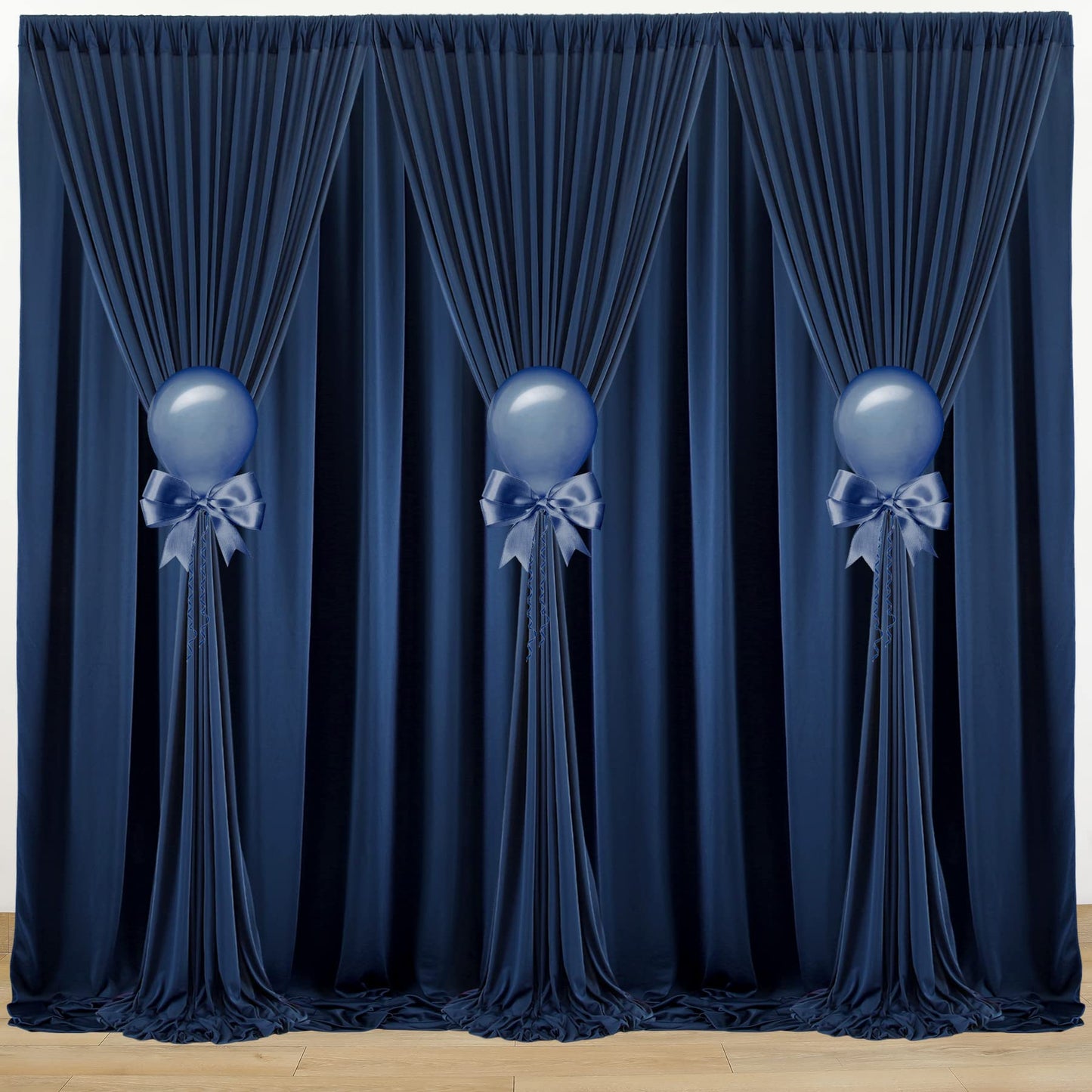 20 ft x 10 ft Wrinkle Free Navy Blue Backdrop Curtain for Parties,Polyester Photo Backdrop Drapes, Thick Background 4 Panels 5ft x 10ft for Baby Shower Wedding Birthday Party Backdrop Stand