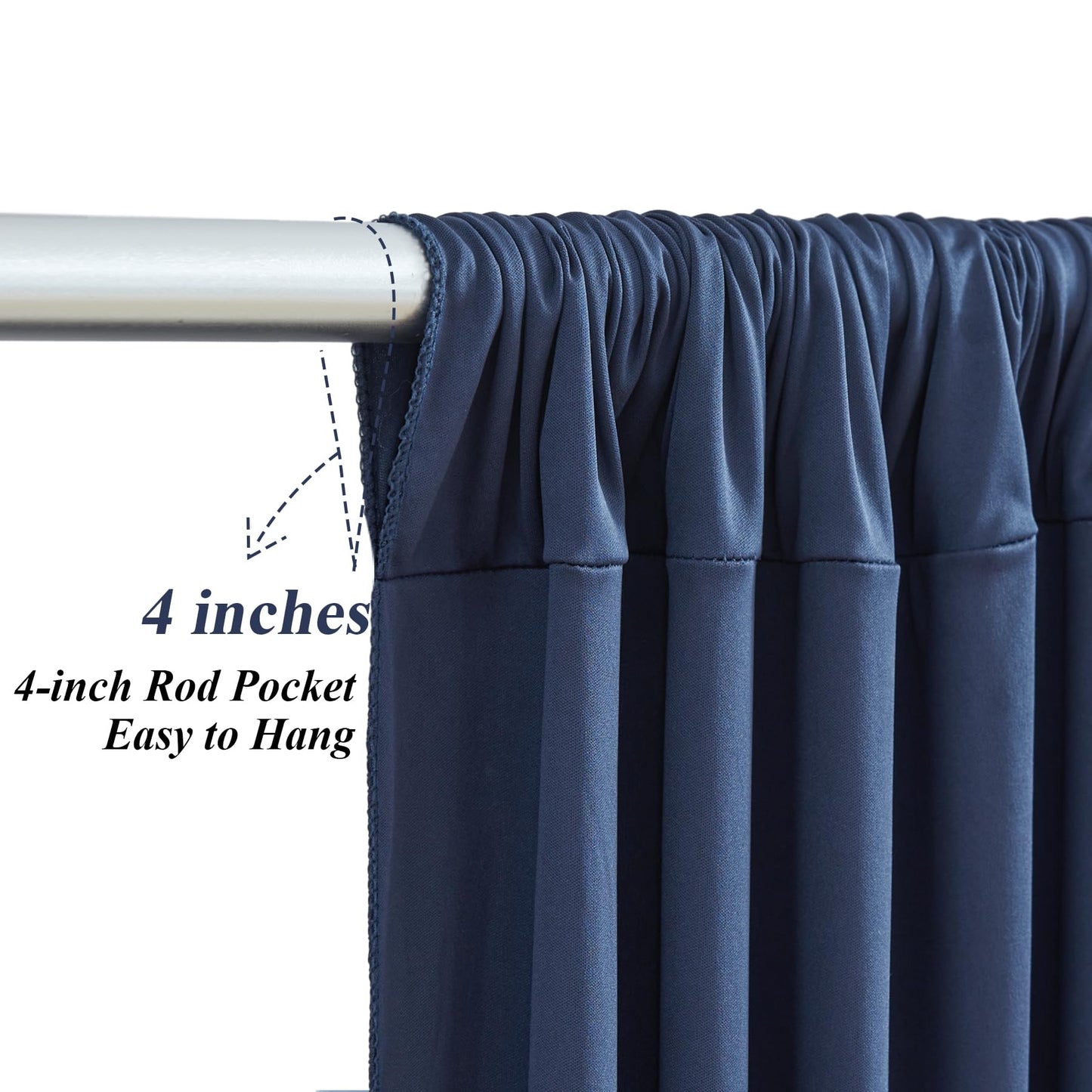10x10ft Navy Blue Backdrop Curtains with Lights String for Baby Shower, Wrinkle Free Curtains Backdrop for Birthday Party, Polyester Backdrop Drapes for Wedding Photo Shoot (5 x 10ft,2 Panels)