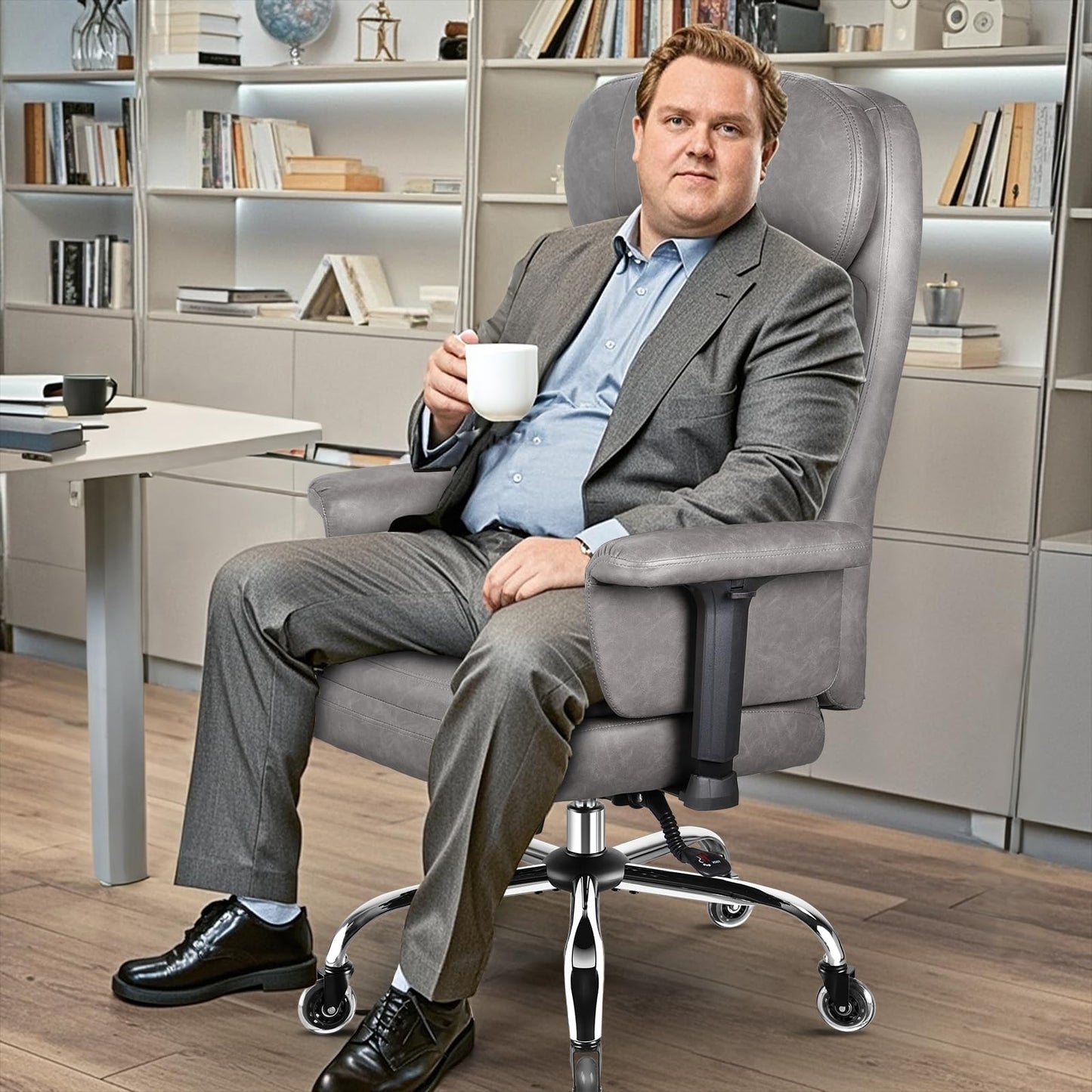 500 lbs Big and Tall Office Chair for Heavy People, Heavy Duty Ergonomic Executive Chair with Adjustable Lumbar Support and Wide Seat