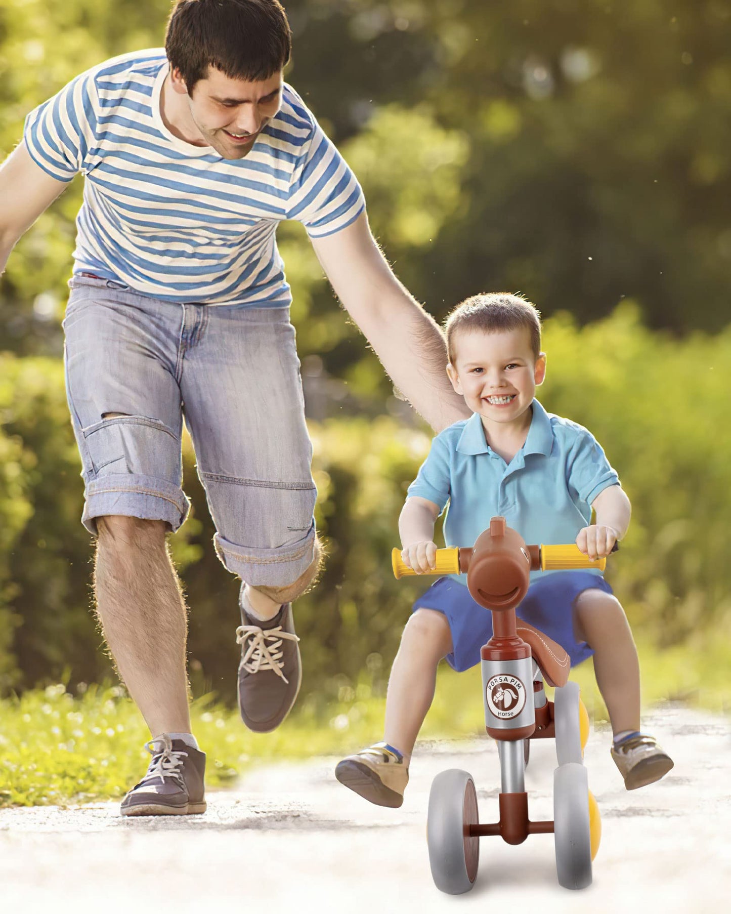 PerKidern Baby Balance Bike for 1-2 Year Old Boy Girl, Unique Horse Design, for 12-24 Months, 4 Wheels Toddler Balance Bike, Baby Bike 1+ Years Boys & Girls First Birthday Gifts