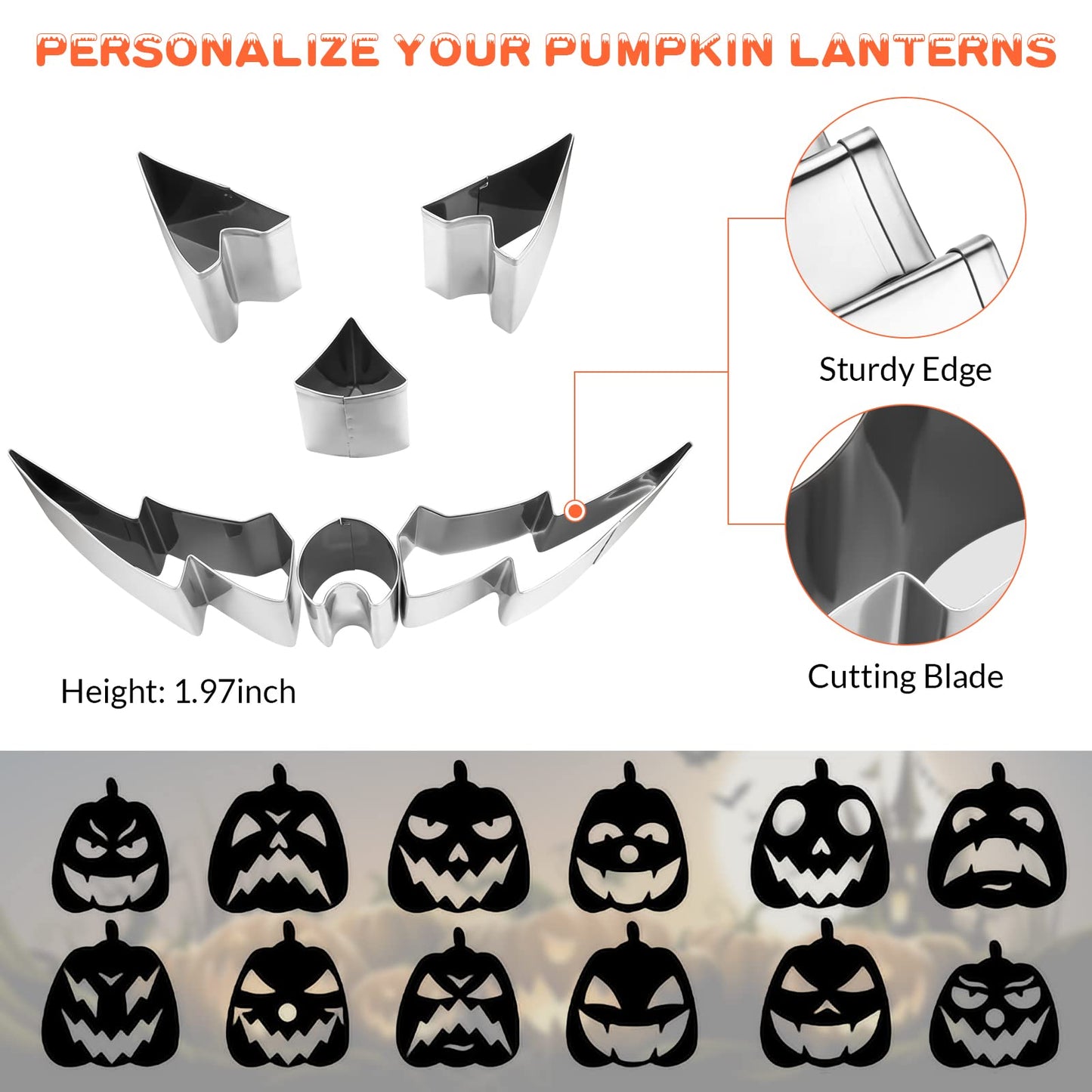 WANNTS Pumpkin Carving Kit - Safe & Easy DIY Stainless Steel Tools for Kids, 24 Pieces
