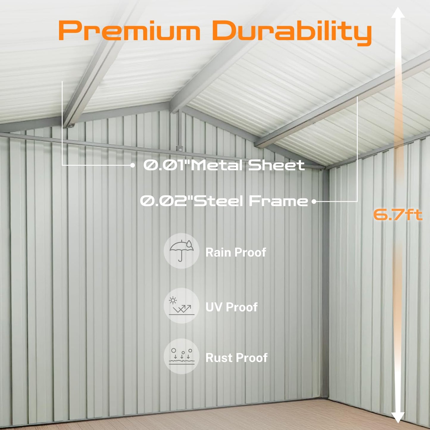 8 x 6 FT Outdoor Storage Shed, Metal Garden Tool Shed with Slooping Roof, Lockable Doors and Aluminum Frames, Easy to Assemble for Garden, Patio, Lawn, Black