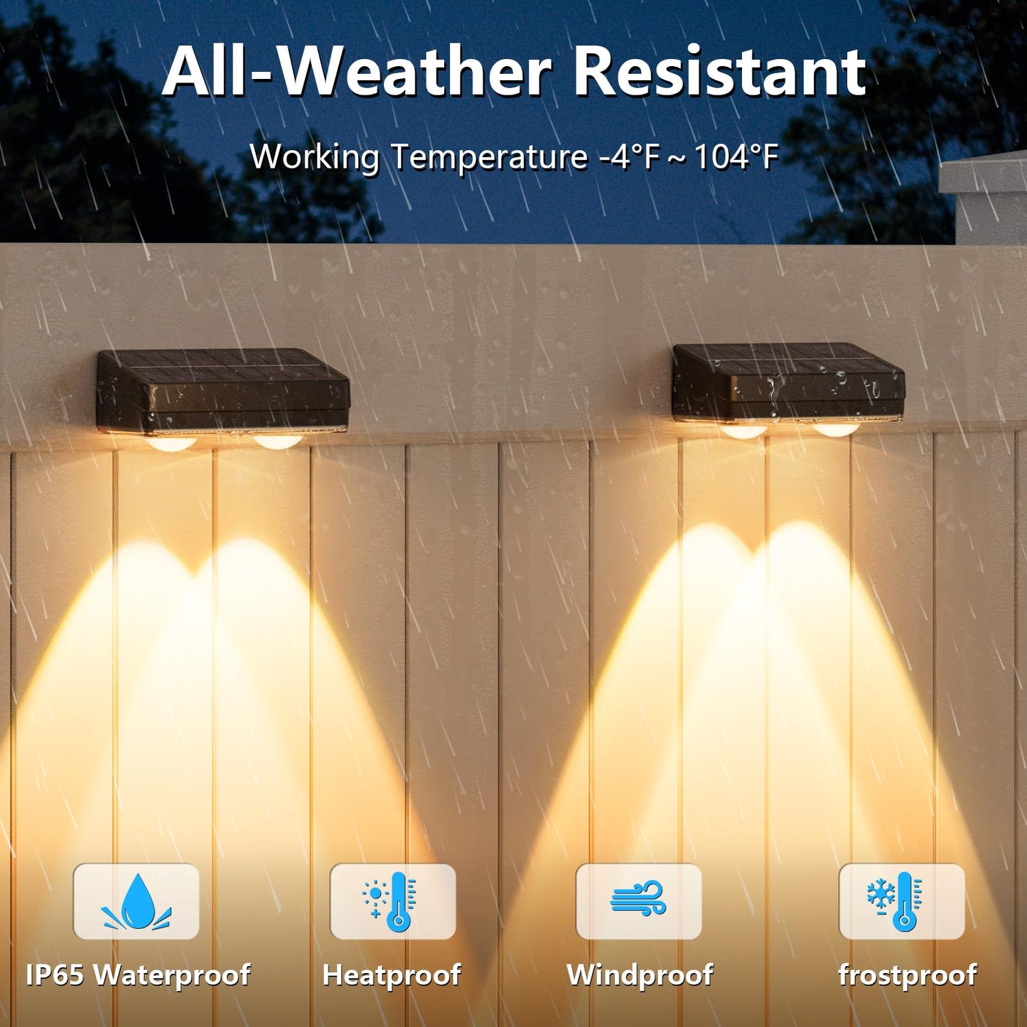 VOLISUN Solar Fence Lights 12 Pack, Warm White, Cool White and RGB Color Glow LED Solar Lights, IP65 Waterproof Fence Solar Lights Outdoor for Patio, Backyard, Railing, Deck, Fence and Wall(Black)