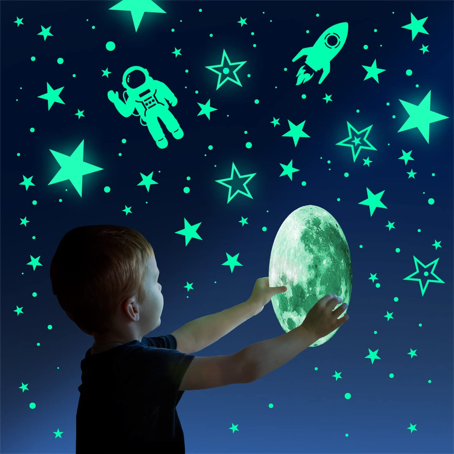 1078 PCS Glow in The Dark Stars for Ceiling Planets Galaxy Space Nursery Wall Stickers Rocket Astronaut Kids Boys Room Decorations Bedroom