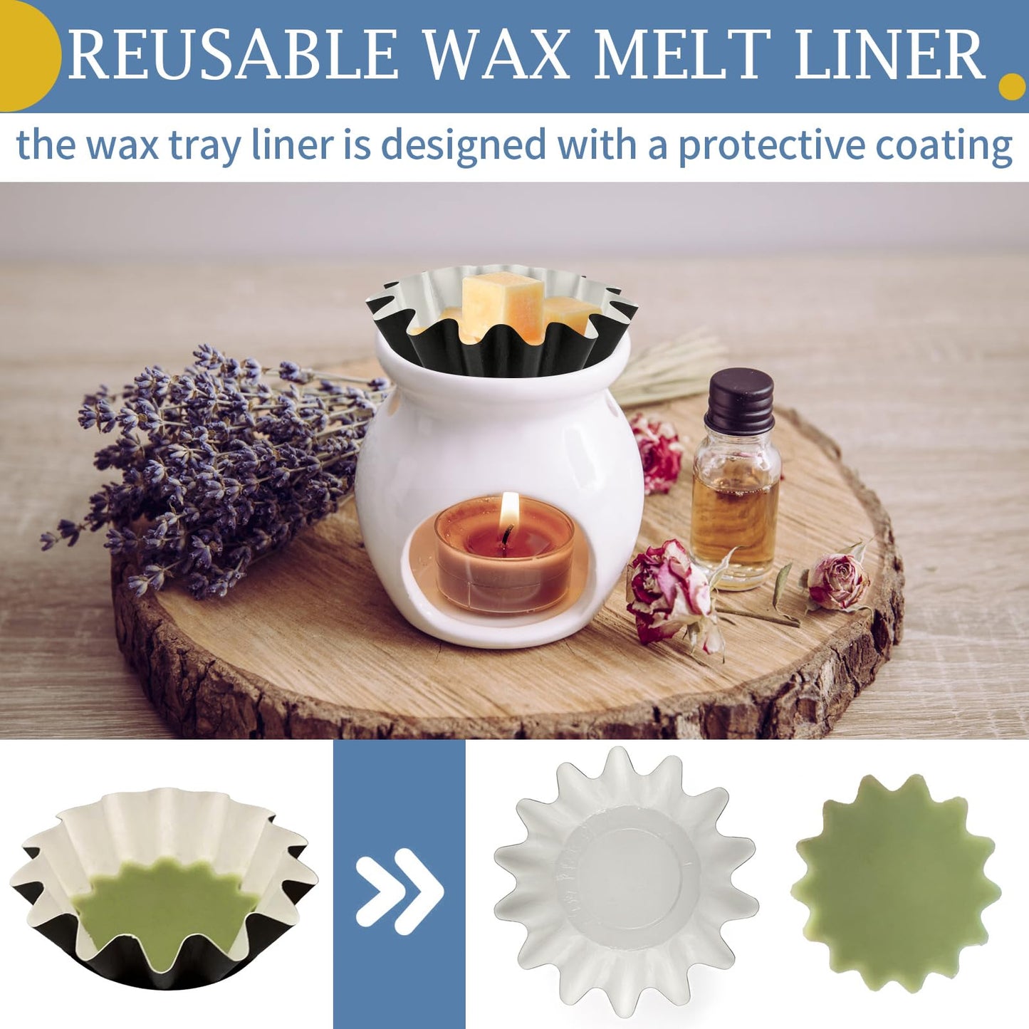 50 Pcs Wax Melt Liners, Wax Melt Warmer Liners, Leakproof & Reusable Wax Melt Cups for Wax Burner, Wax Melters, Candle Warmers, Scented Wax, Plug Warmers, Electric Wax Warmers