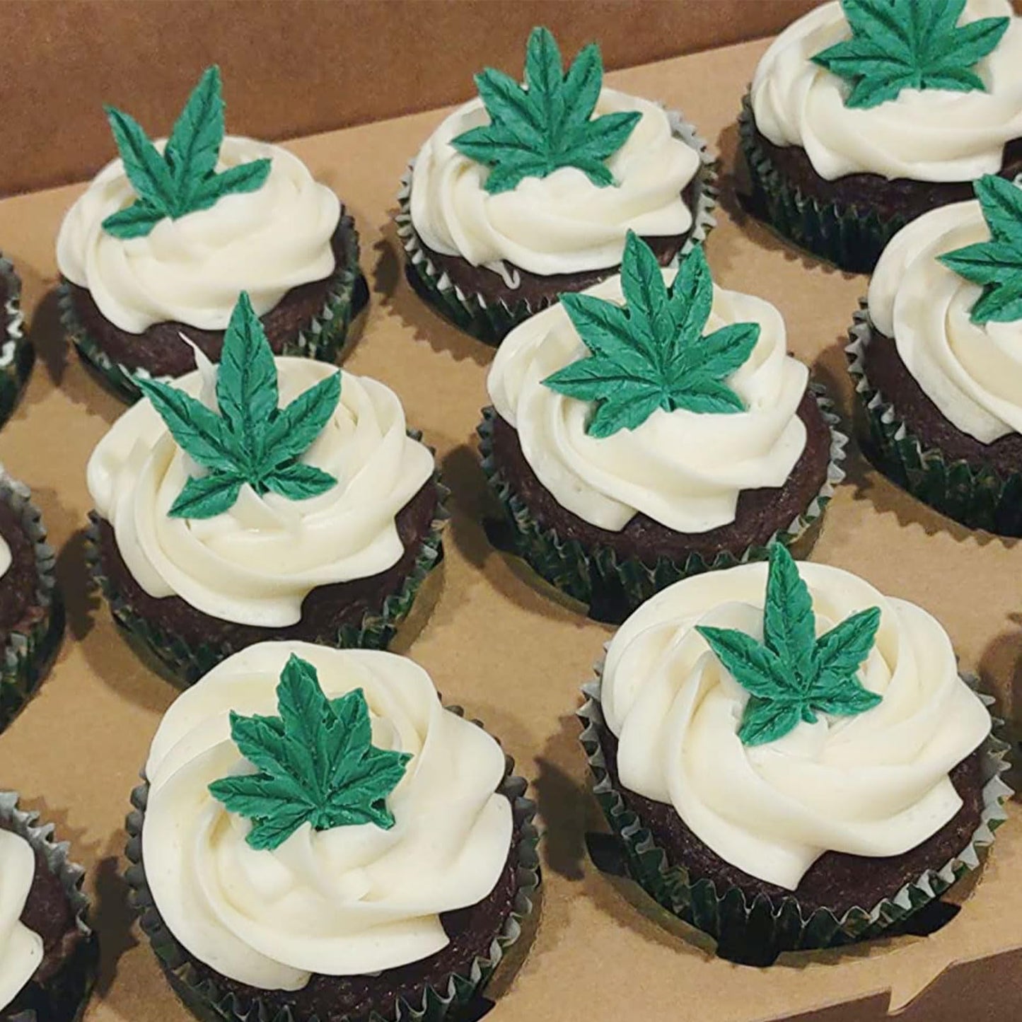 Weed Leaf Fondant Molds, Maple Leaf Silicone Molds, Plant Pot Leaves Cake Decorating Chocolate Tools for Baking Cupcake Topper Candy Cookie Dessert Clay Resin DIY Crafts Set of 2