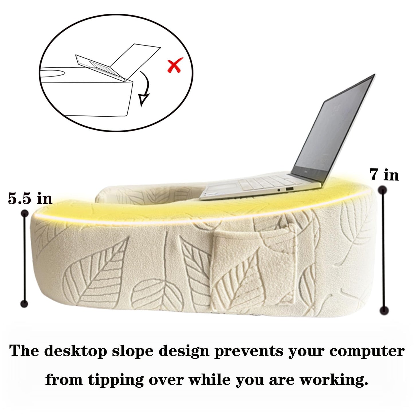 XYRONICA Gaming Pillow for Lap Large Armrest Support Pillow for Reading Lap Desk Pillow for Adult High-Density Sponge Provides arm Support for Working (Beige)