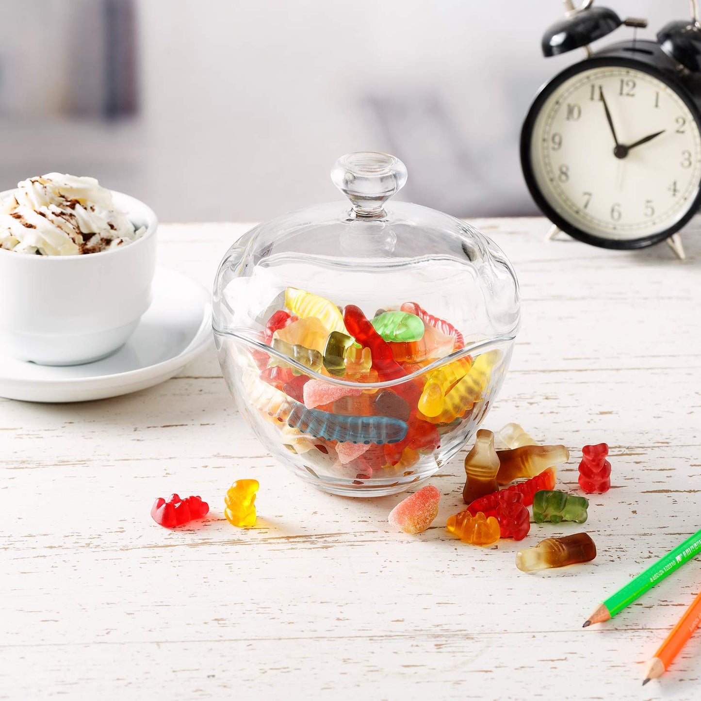 Volarium Candy Jars for Candy Buffet, Candy Dish with Lid, Glass Bowl and Food Storage Container, Decorative Cookie Jars, Apothecary Jars