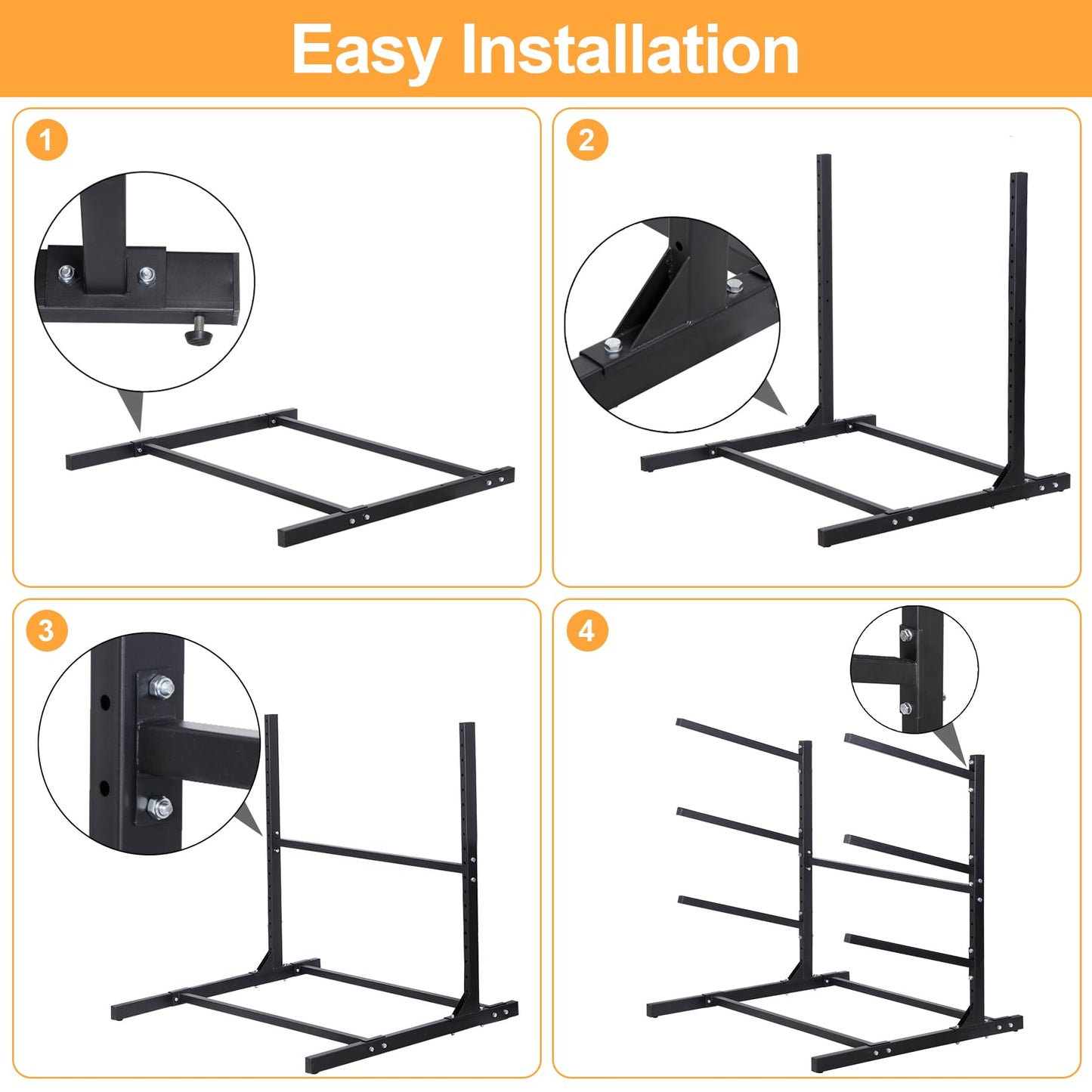 Oxphanor Kayak Storage Rack 3 Levels, Adjustable Freestanding Kayak SUP Stand, Weatherproof and Heavy Duty, Surfboard Stand Rack, Hold up Kayaks, SUPs, Paddleboards, Canoes